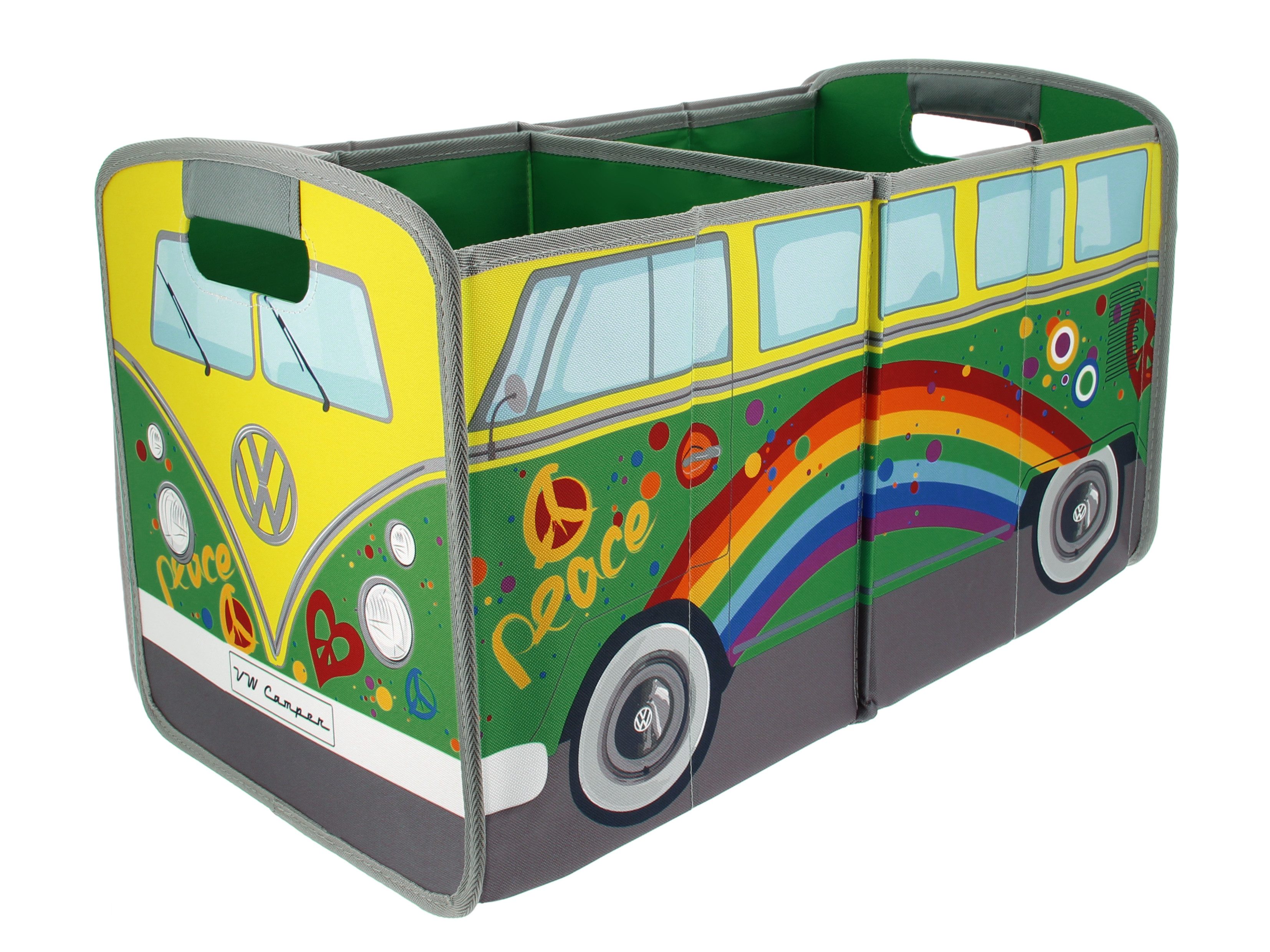 VW Collection by BRISA Faltbox Volkswagen Aufbewahrungstasche in T1 Bulli Bus Form, Organizer für den Kofferraum mit Trageschlaufen