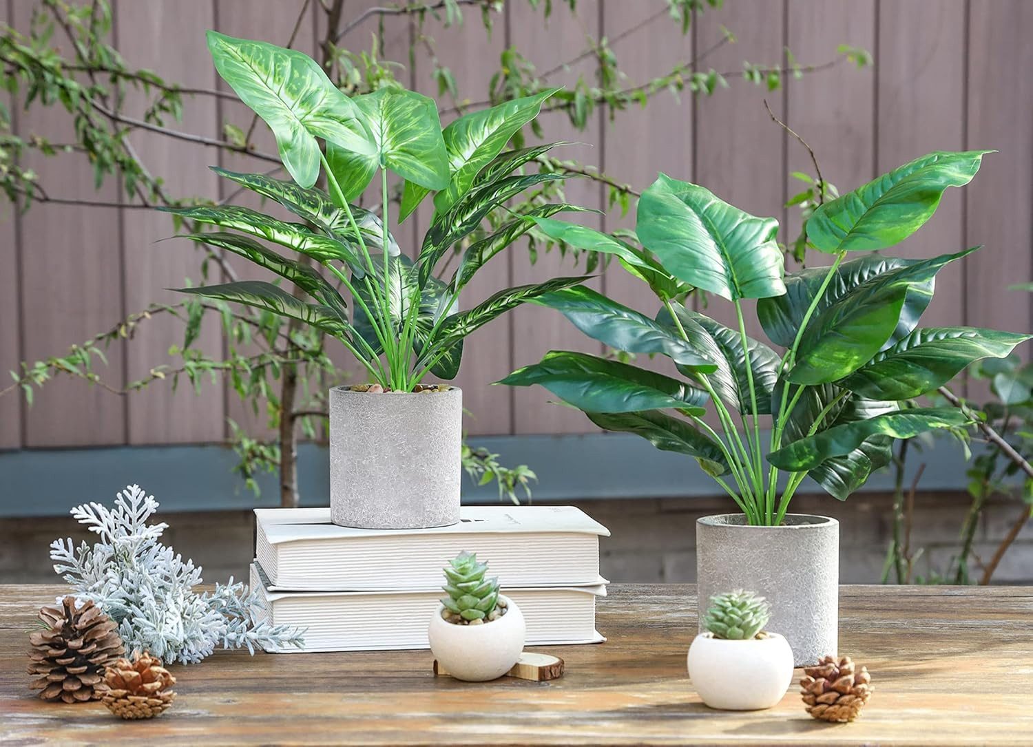 Kunstpflanze 2 Stück Künstliche Pflanzen Kunstpflanzen Dekopflanze Plastik Pflanze Kunstpflanze Wie Echt, Künstliche Pflanzen im Topf Zimmerpflanzen, Fake Plant, Realistische Kunstpflanzen Syngonium & Philodendron, 40 cm, Ideal für Wohnzimmer, Schlafzimmer, Bad, Küche, Büro, Balkon, SURFOU, Höhe 40 cm, Weihnachtsgeschenke, Geburtstagsgeschenke, Einzugsgeschenke