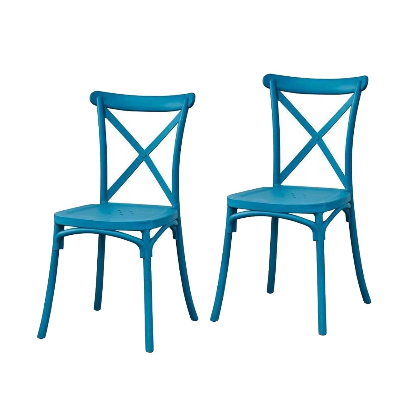 HTI-Living Stapelstuhl Stuhl Bryne 2er-Set (Set, 2 St), Stapelstuhl Kunststoffstuhl Bistrostuhl Esszimmerstuhl Blau | Stapelstühle