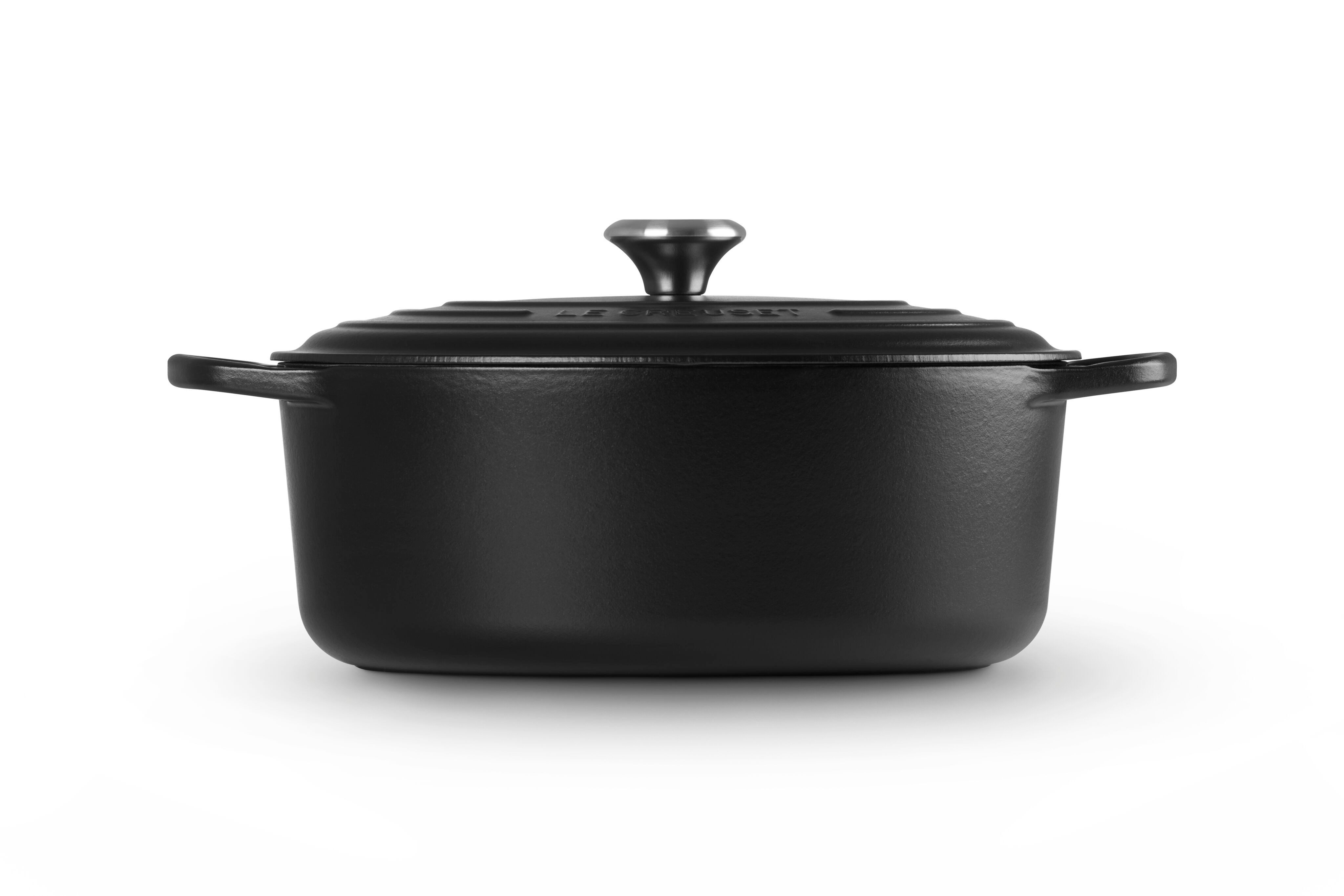 LE CREUSET Bräter Gusseisen-Bräter mit Deckel, Oval, Gusseisen, Ø 31 cm, Schwarz, 21178310000430