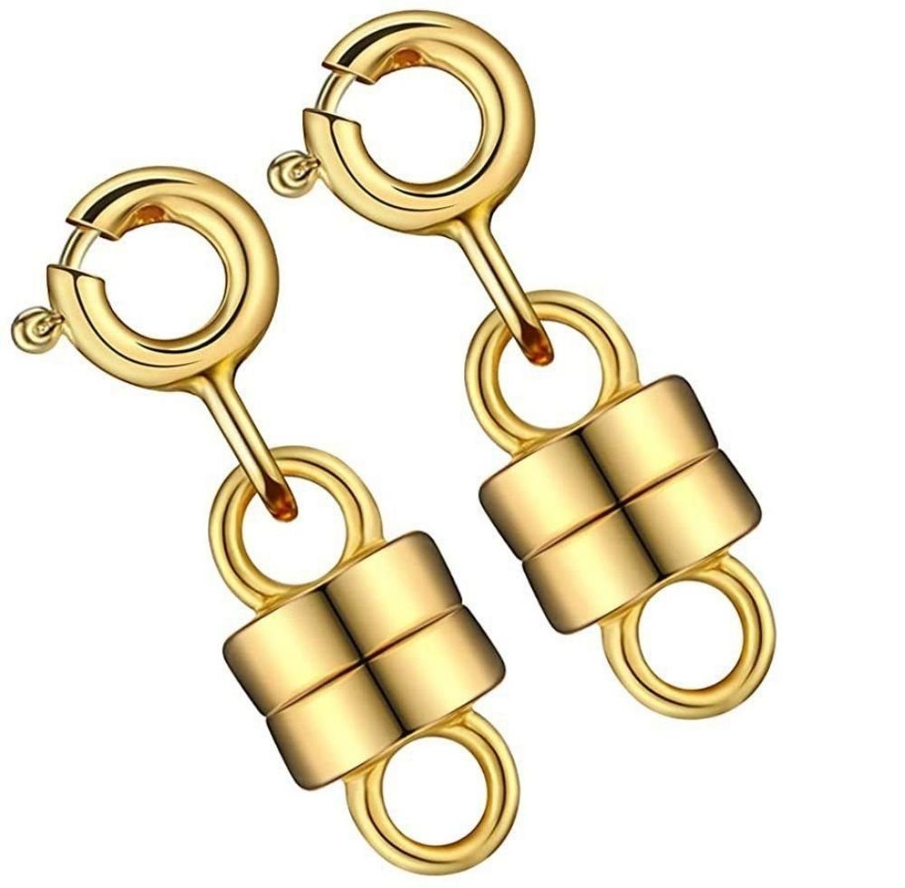 SOTOR Schmuckset Magnet-Verschluss Cup, Verschlussgarnitur, Magnet-Verschluss Line (2-tlg), Magnetverschluß, Magnetverschluss-Konverter für Halskettenverschlüsse Gold