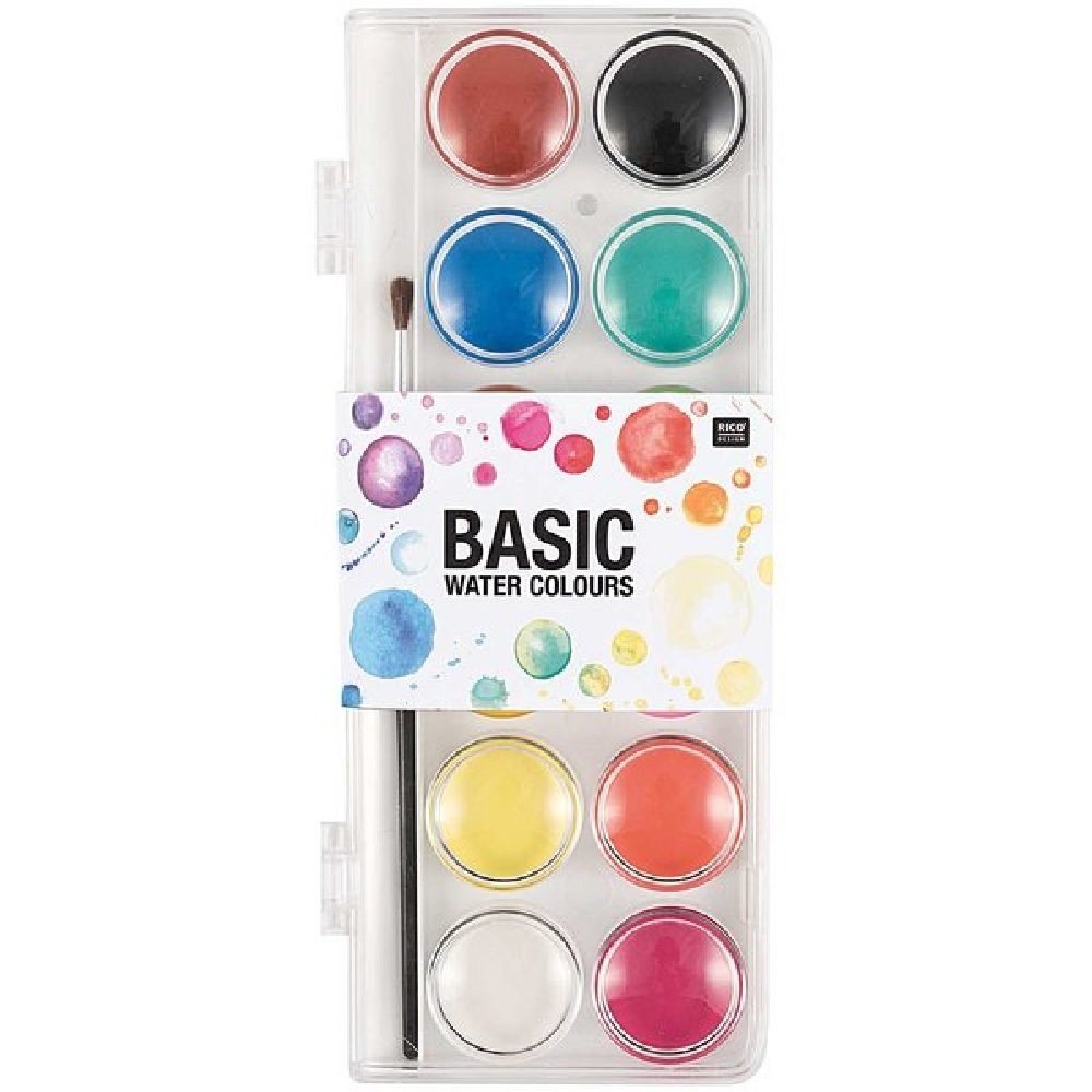 Rico Design Wasserfarbe Basic Watercolours 12 Farben, inkl. Pinsel