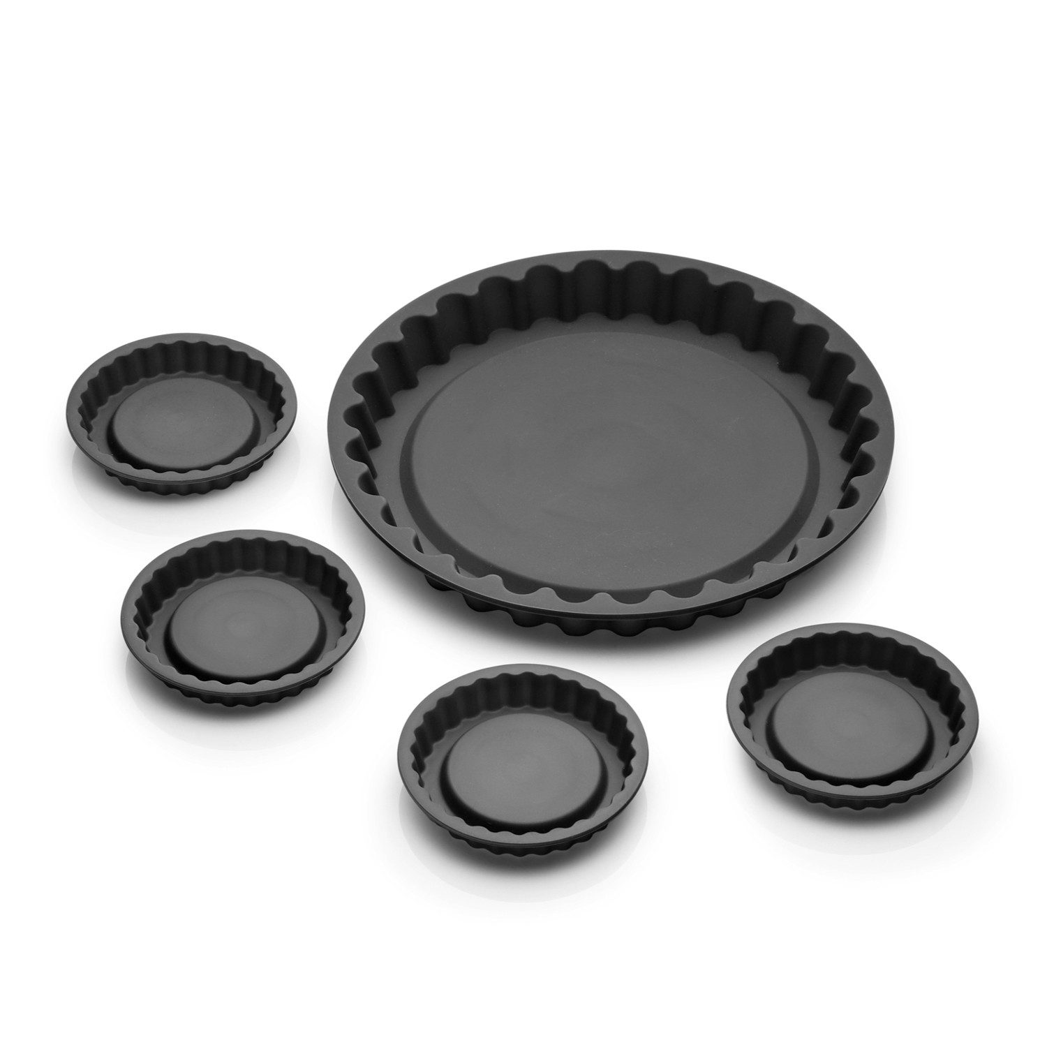 Coolinato Backform Coolinato Silikon Tarteform 5tlg. GRAU, inkl. Rezepte