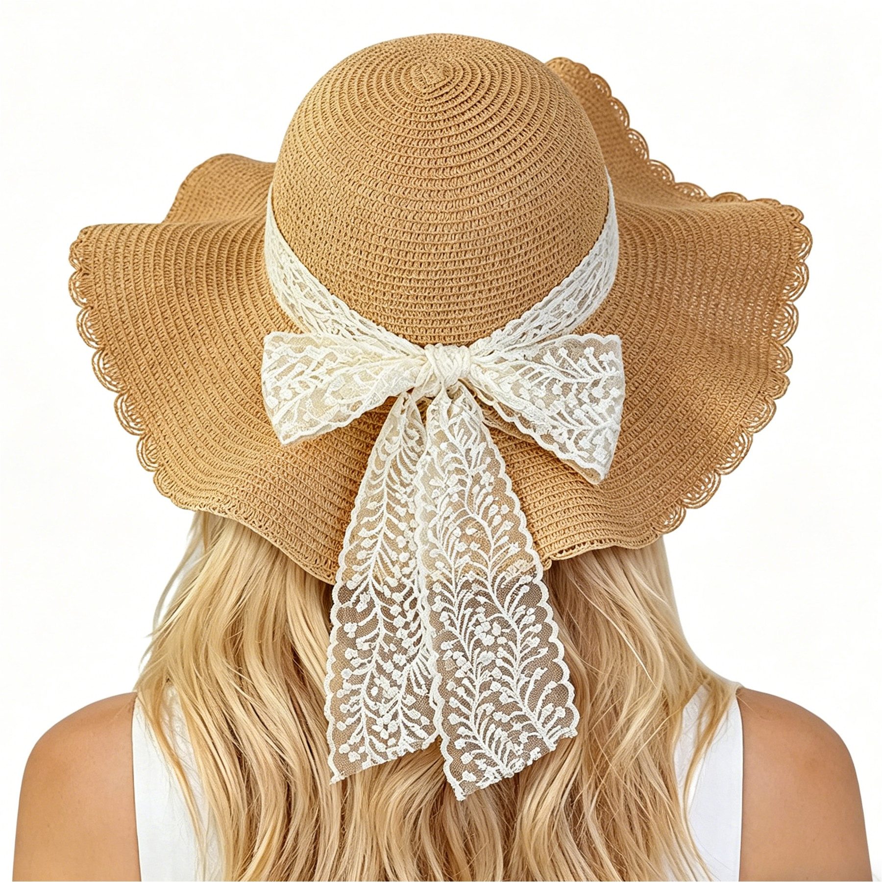 Mutig Strohhut Damen Sonnenhut Strohhut, Strandhut Sommerhut Faltbar Breiter Krempe (Eleganter Sonnenhut für Frauen, Leicht Atmungsaktiv) Sonnenschutz Hut für Strand Urlaub Reisen, Sommer Accessoire