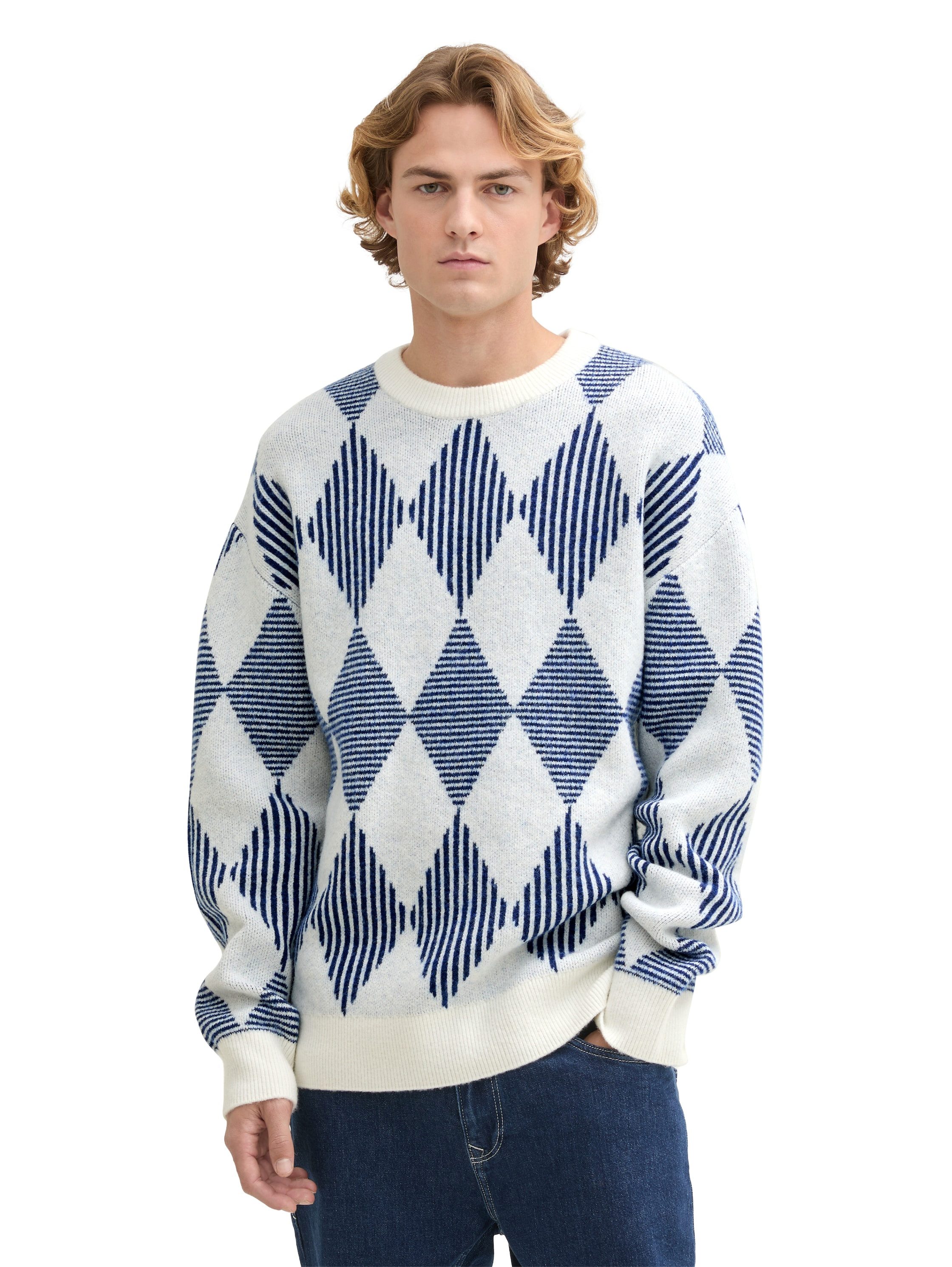 TOM TAILOR Denim Rundhalspullover mit Argyle günstig online kaufen