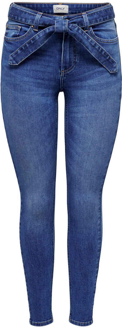ONLY Skinny-fit-Jeans »ONLHUSH MW BELT SK ANK ANA« mit Bindegürtel