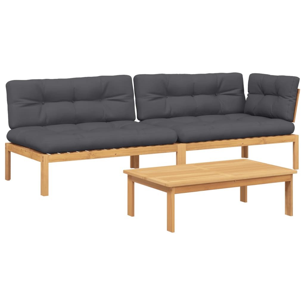 vidaXL Loungesofa 3-tlg. Garten-Sofagarnitur aus Paletten mit Kissen nholz, 1 Teile