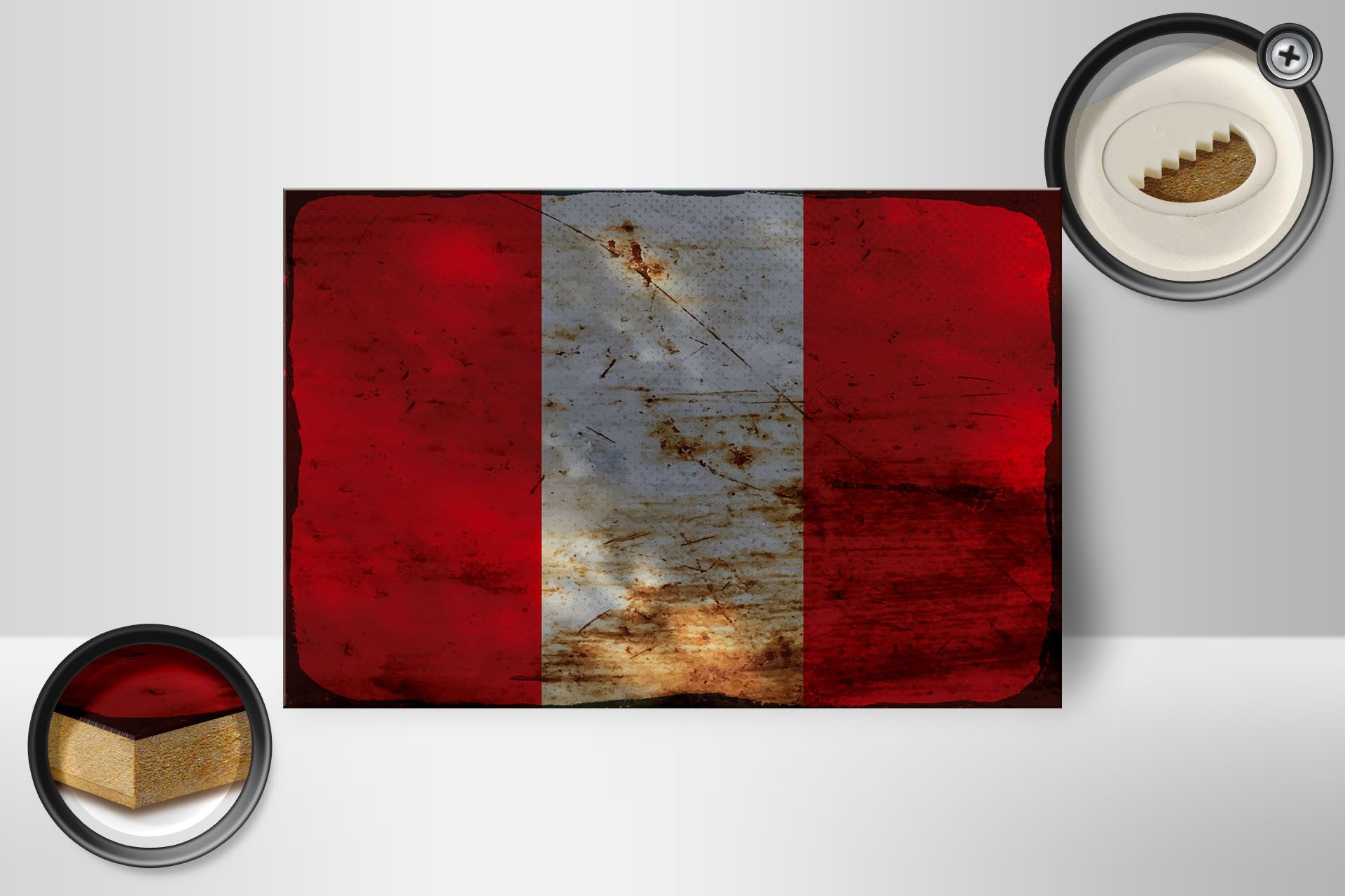 Femer GmbH Holzbild Flagge Peru 18x12 cm Flag of Peru Rost, Flaggen (1 St), Glatte Holzfaserplatte (MDF), vorn beschichtet