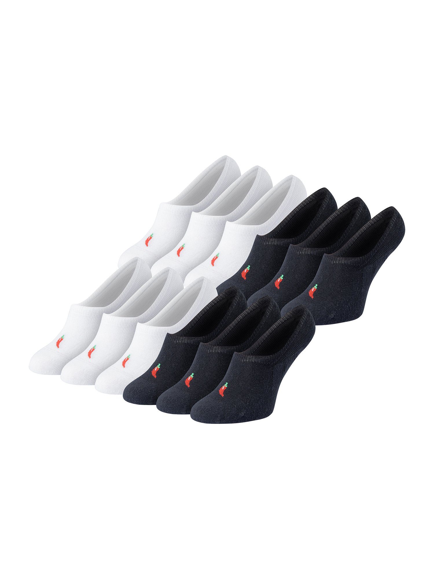 Chili Footies unisex (12-Paar) Füßlinge Chili Silicon Lifestyle black'n'white