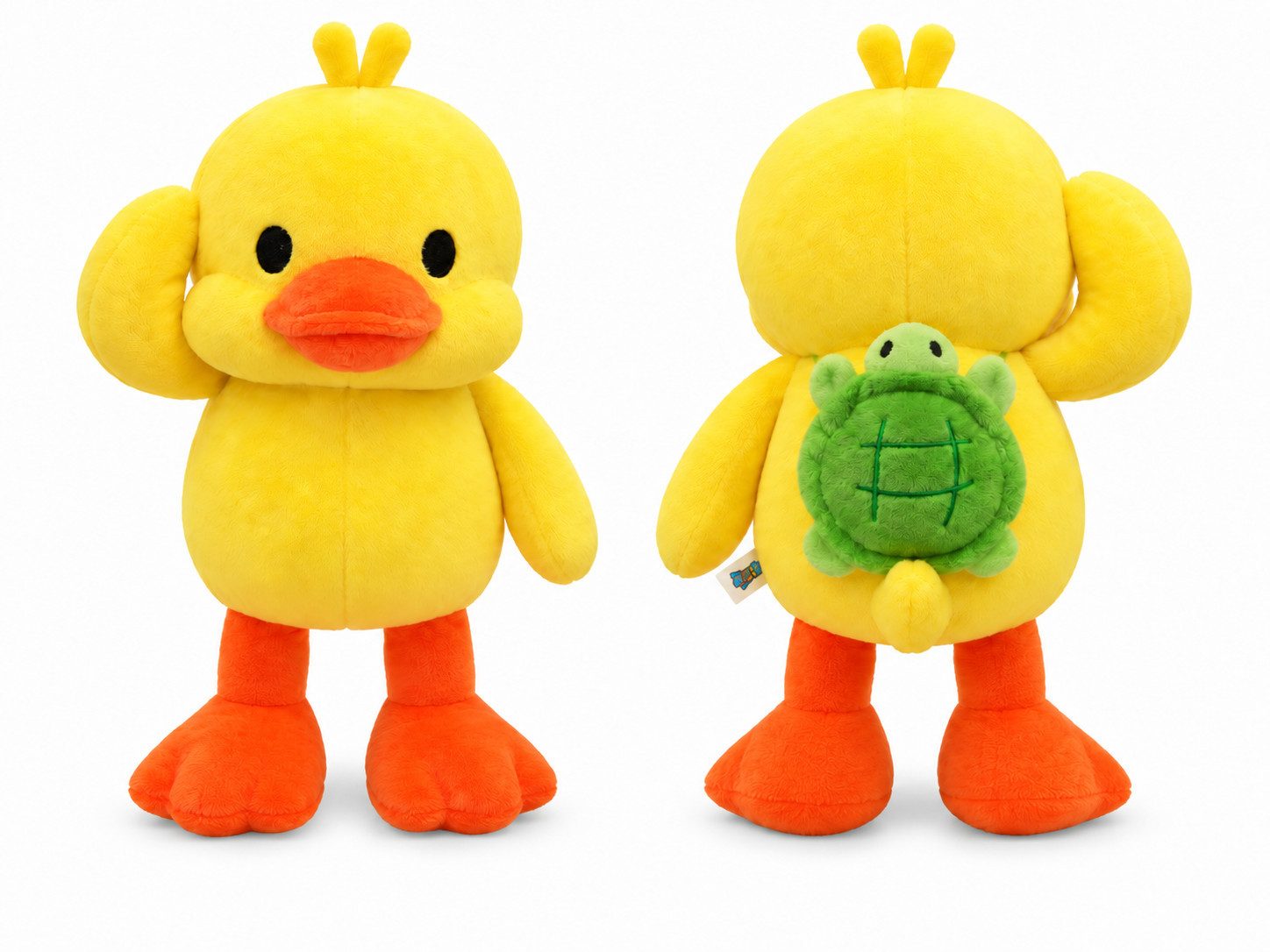 Bert Struis Kuscheltier Plüschente Stofftier Ente mit Schildkröten-Rucksack gelb 40 cm (Set, 1-St., Geschenk-Set), Plüschtier Ente Trend-Geschenkidee