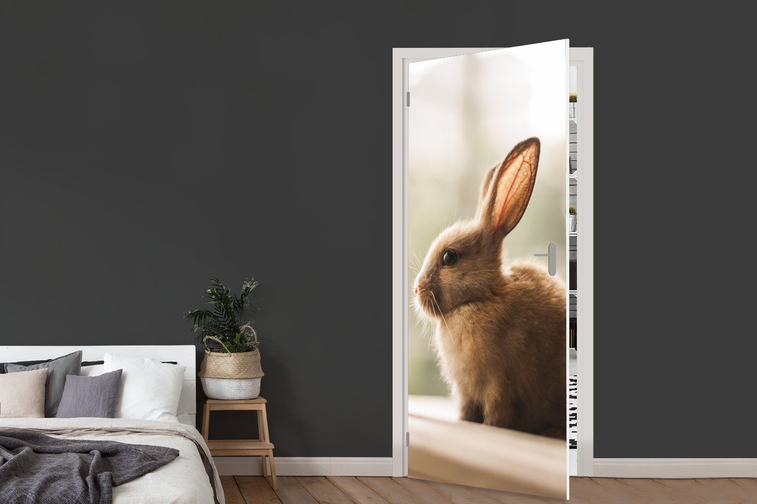 MuchoWow Türtapete Kaninchen - Tier, (1 - Fototapete Baby Matt, für bedruckt, Türaufkleber, St), 75x205 cm Tür