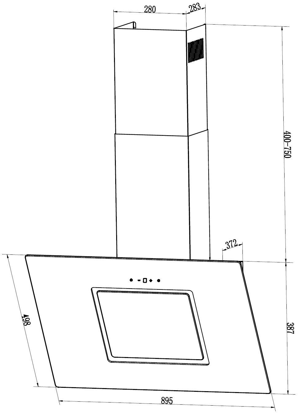 PKM Kopffreihaube S26-90BBTY Dunstabzugshaube Randabsaugungstechnik schwarzes Glas 90 cm S26-90BBTY Dunstabzugshaube Randabsaugungstechnik schwarzes Glas 90 cm, Randabsaugungstechnik