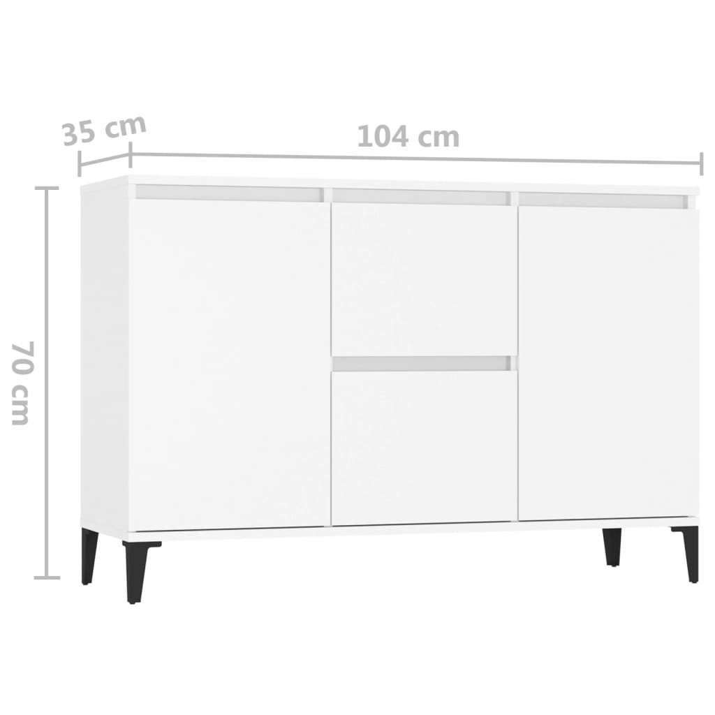 vidaXL Sideboard NA Sideboard Weiß 104x35x70 cm mit 2 Schubladen und 2 Türen für Wohnzi