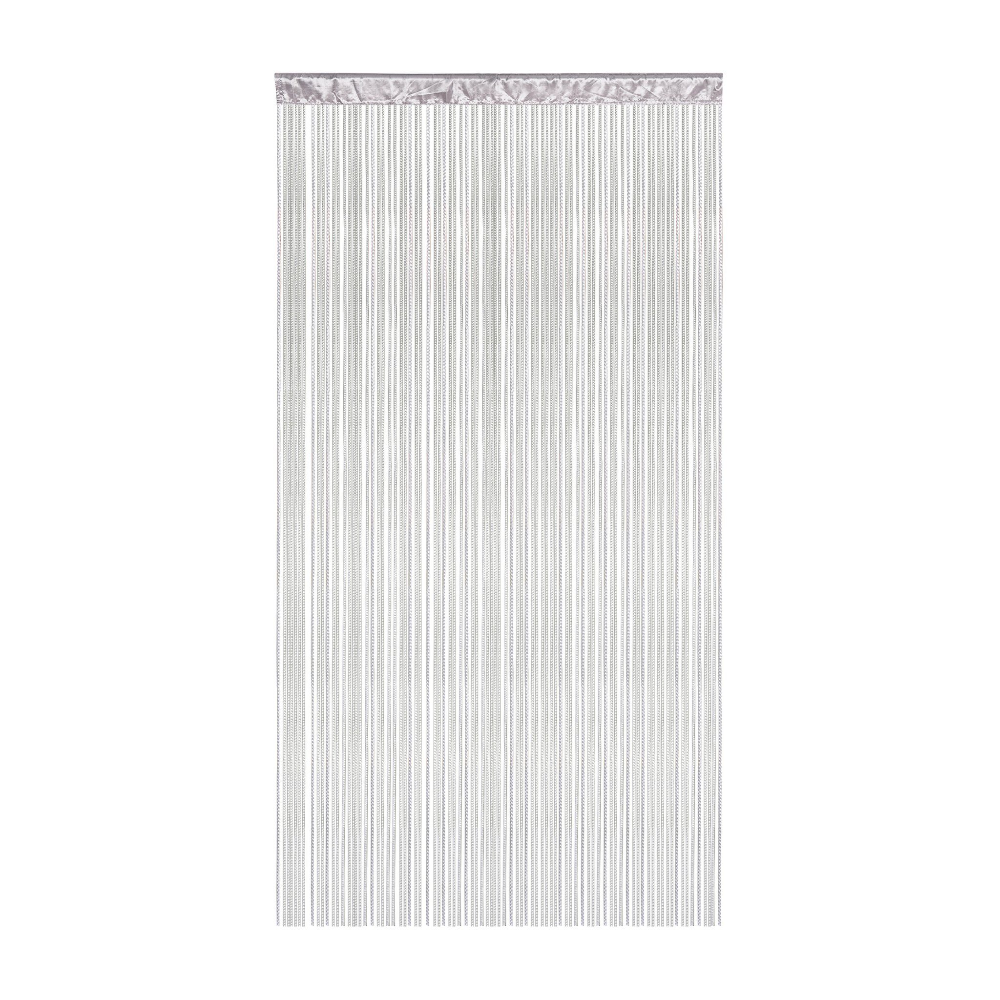 Victoria M. Fadenvorhang LEONORA Fadengardine 100 x 245 cm, hellgrau, 2 Stück (2 St), Durchzuglöcher, halbtransparent, Polyester, Raumteiler, Sicht- & Insektenschutz, kürzbar, waschbar, Tunnelzug