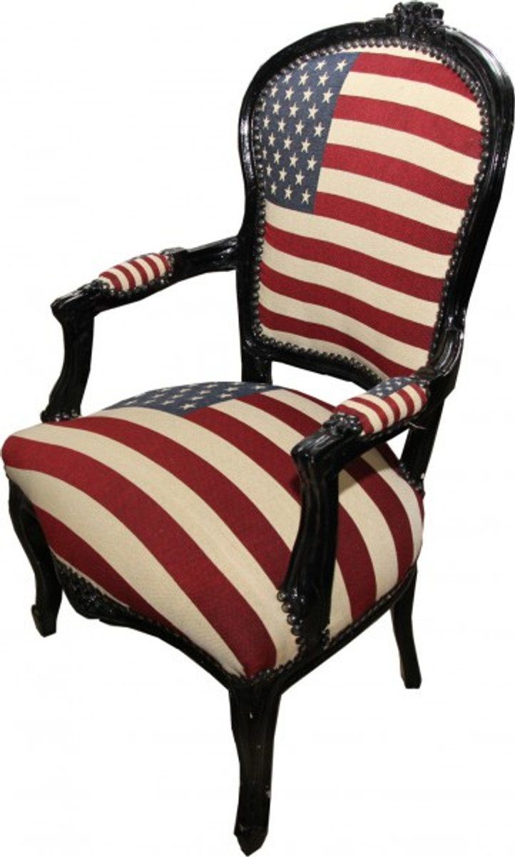 Casa Padrino Design USA Barock Schwarz Besucherstuhl / - USA Style Stuhl Salon