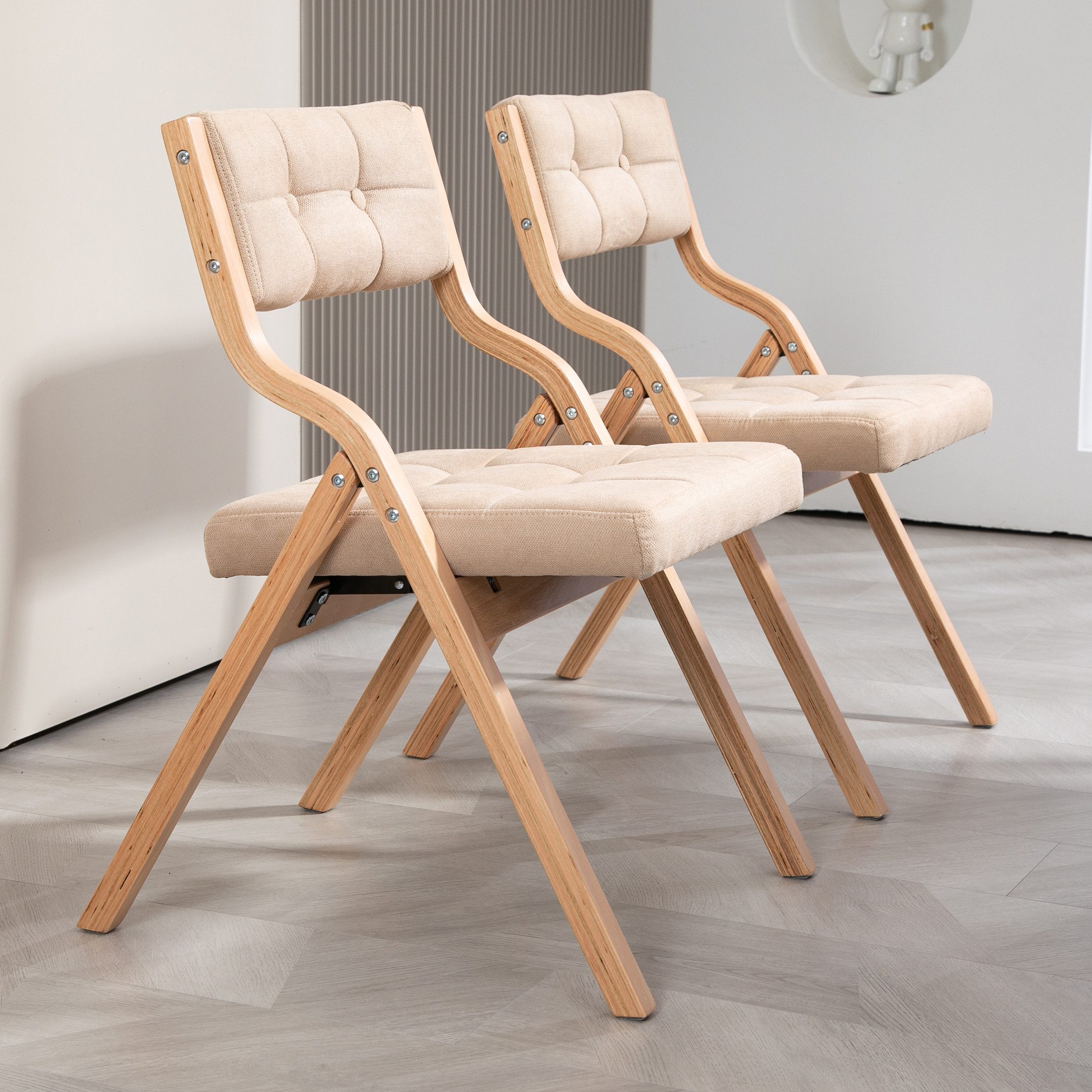 SeedWave Esszimmerstuhl 2er Set Küchenstuhl, Klappstuhl mit Gepolsterte Rückenlehne, Sitz, Die Neigung der Rückenlehne von 110°