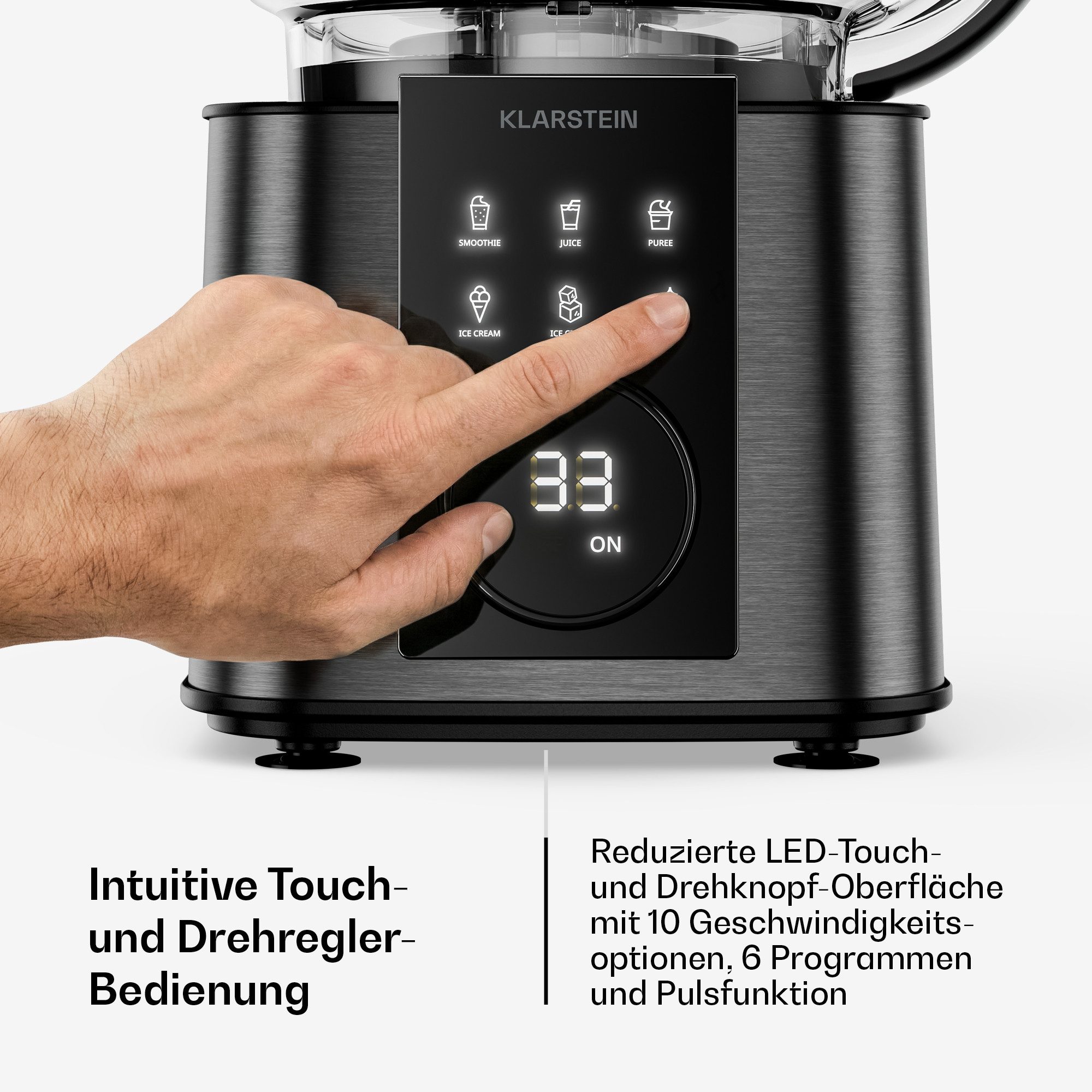 Klarstein Küchenmaschine Verosteel Küchenmaschine + Mixer 1200W 2L+1,75L 10 Stufen 6 Programme, 1200 W, Standmixer Knetmaschine Rührgerät mit Touch & 6 Programm – Bild 5 von 5