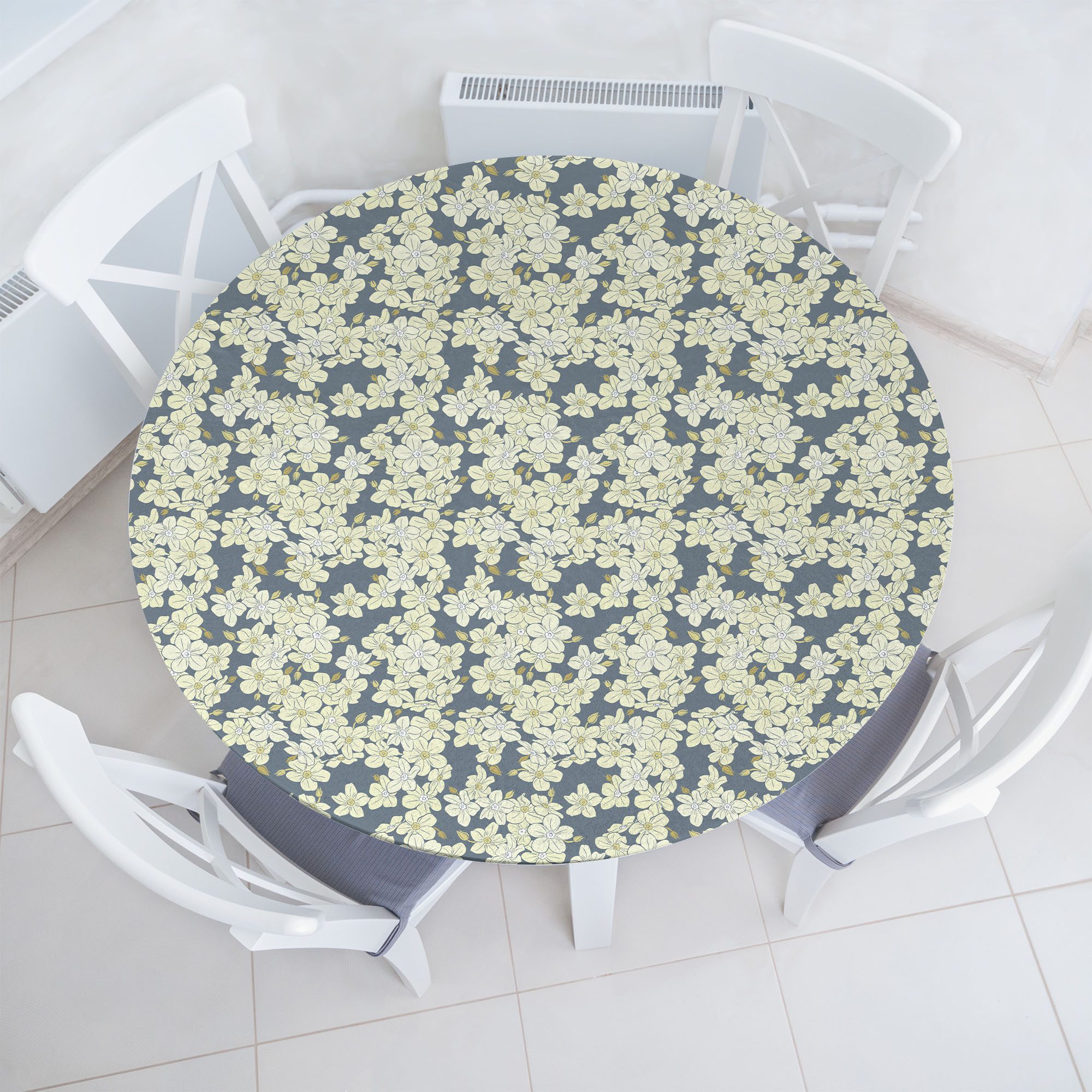 Abakuhaus Tischdecke Rundum-elastische Stofftischdecke, Blumen Blooming Englische Garten Kunst
