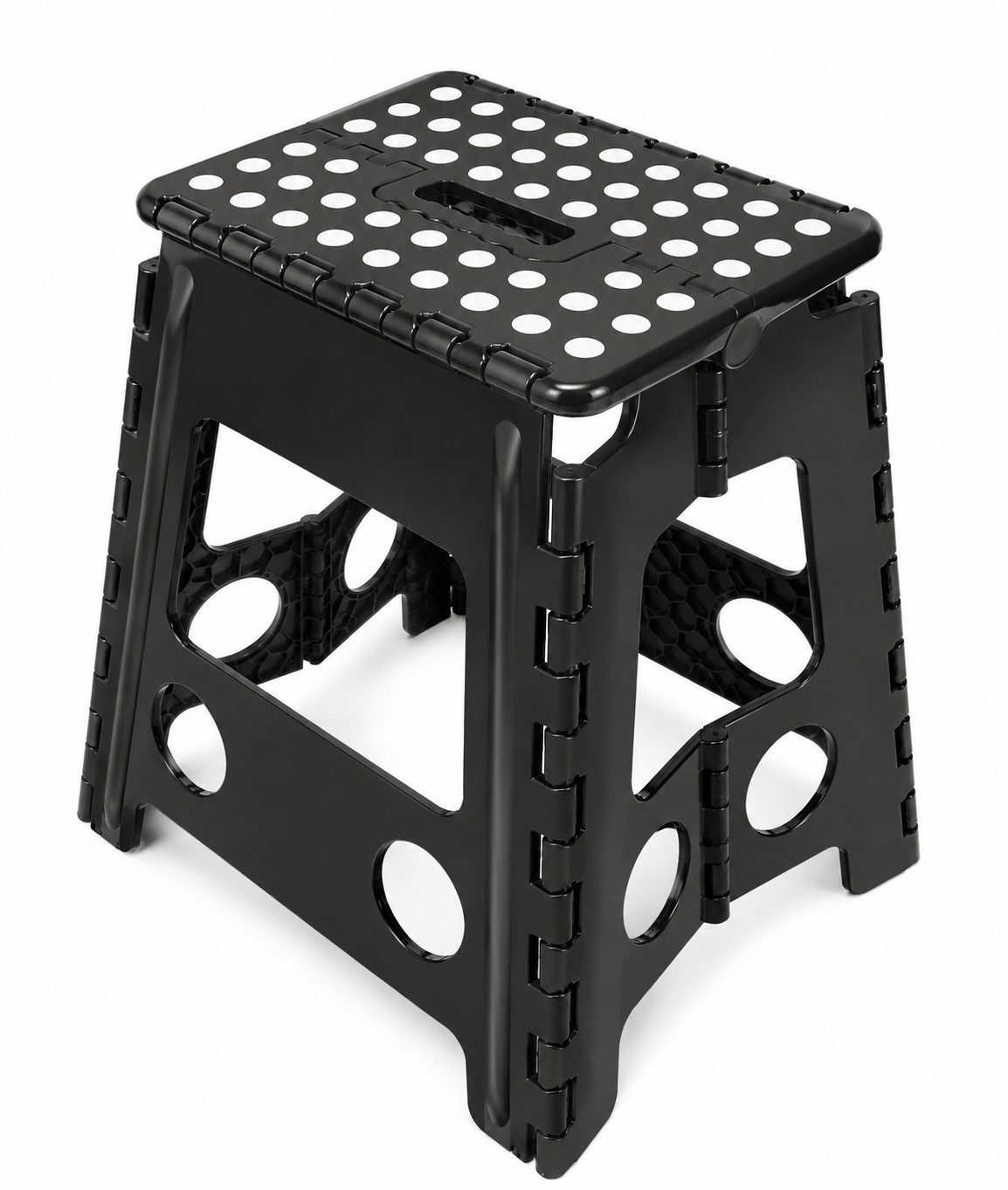HH-Haushalt Klapptritt XL Klapphocker, Klapptritt, Steighilfe 40cm faltbar bis 150kg Schwarz