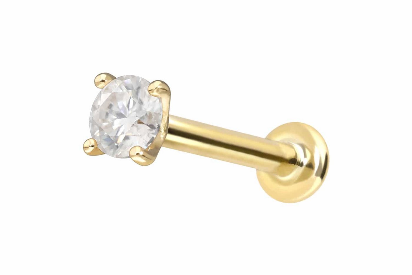 PIERCINGLINE Piercing-Set 14 Karat Gold Labret mit Innengewinde MOISSANIT (Labrets, 1-tlg)