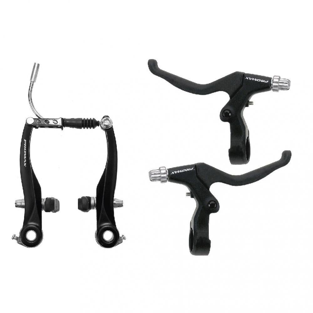 Promax Felgenbremse Promax V-Brake Bremsenset, schwarz, Aluminium, inklusive Bremshebel, f