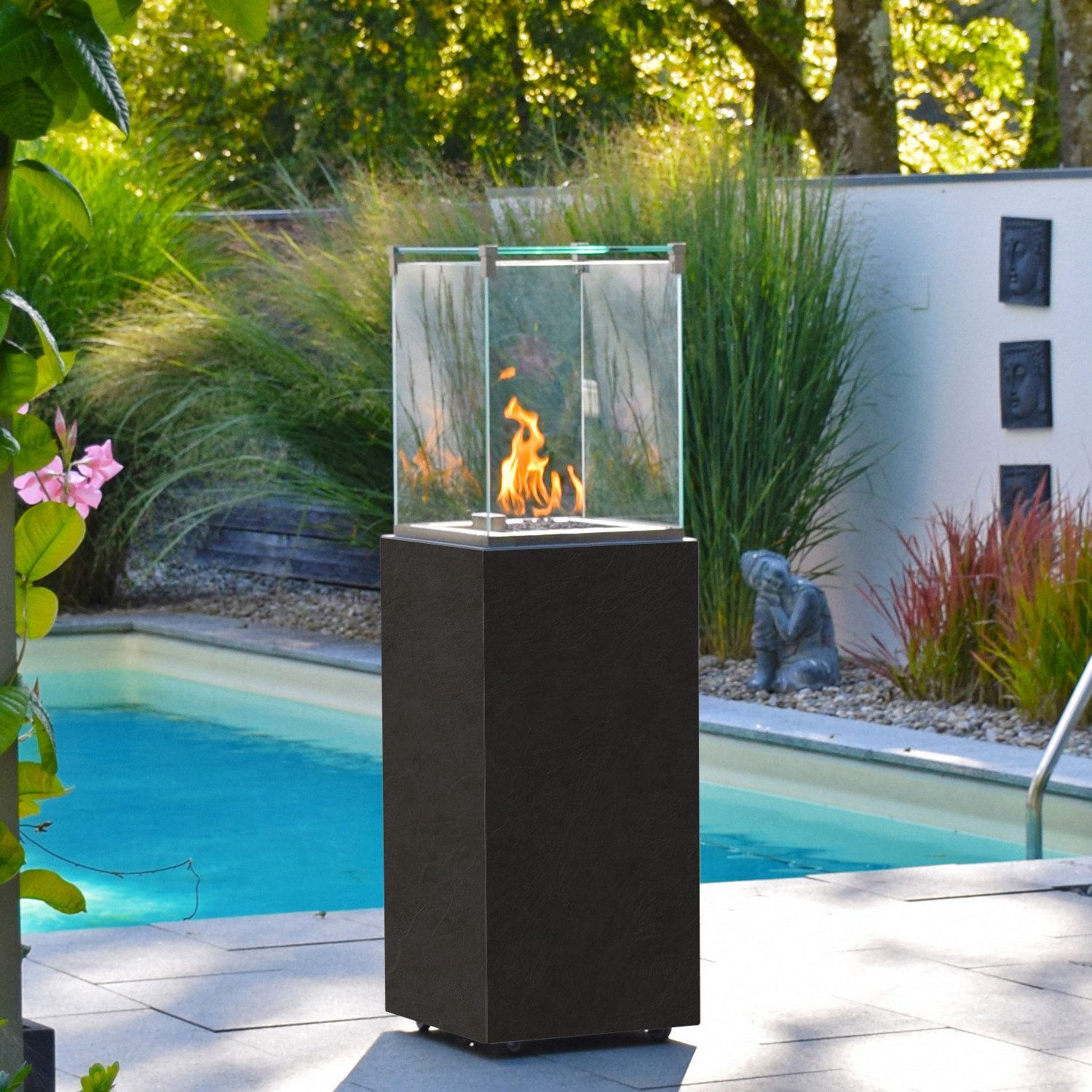 CB-TEC Feuerstelle Gas Terrassenfeuer Neocube - O Neolith mit Schutzhülle