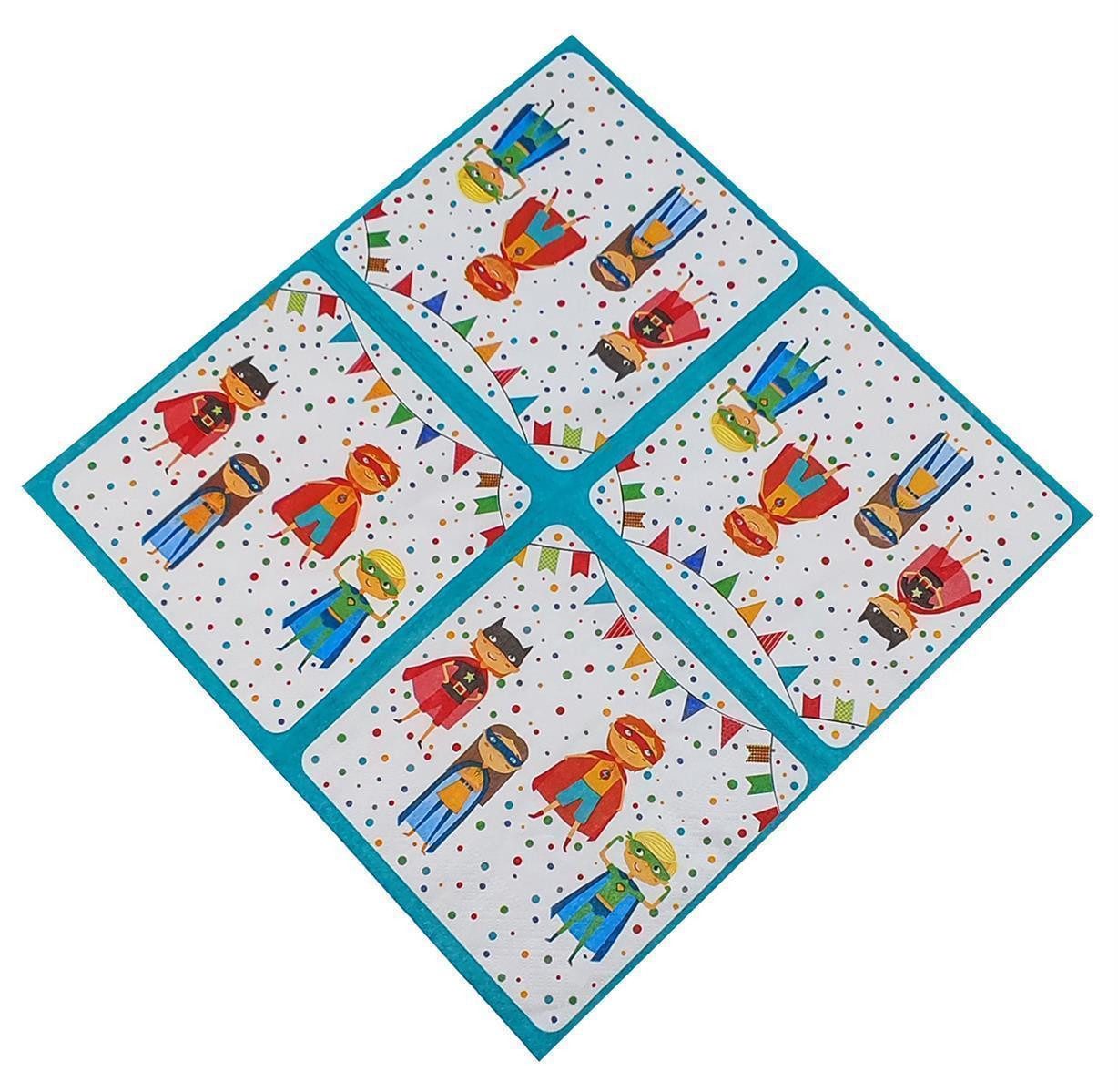 PAPSTAR Papierserviette 20 Servietten Superhelden Motto Party 330x330mm bunt, (Set, 20 St., Papierservietten), Superheldenparty Jungsgeburtstag Jungs Party Feier Mottoparty
