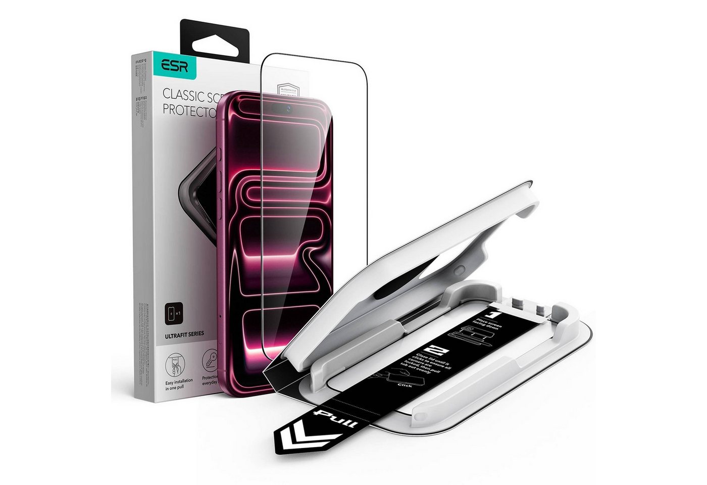 ESR Displayschutzglas Tempered-Glass Displayschutz für das iPhone 18 Pro für Apple iPhone 18 Pro/17 Pro, 9H-Härte, 7-fache Stoßdämpfung, UltraFit Aufbringhilfe