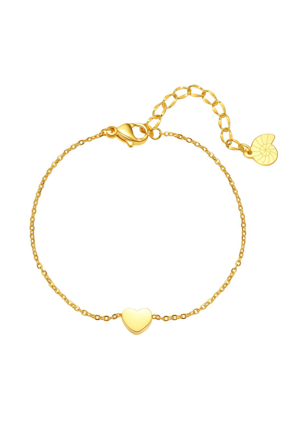 Hey Happiness Charm-Armband Herz Anhänger klein, 18K Roségold vergoldet, Ed günstig online kaufen