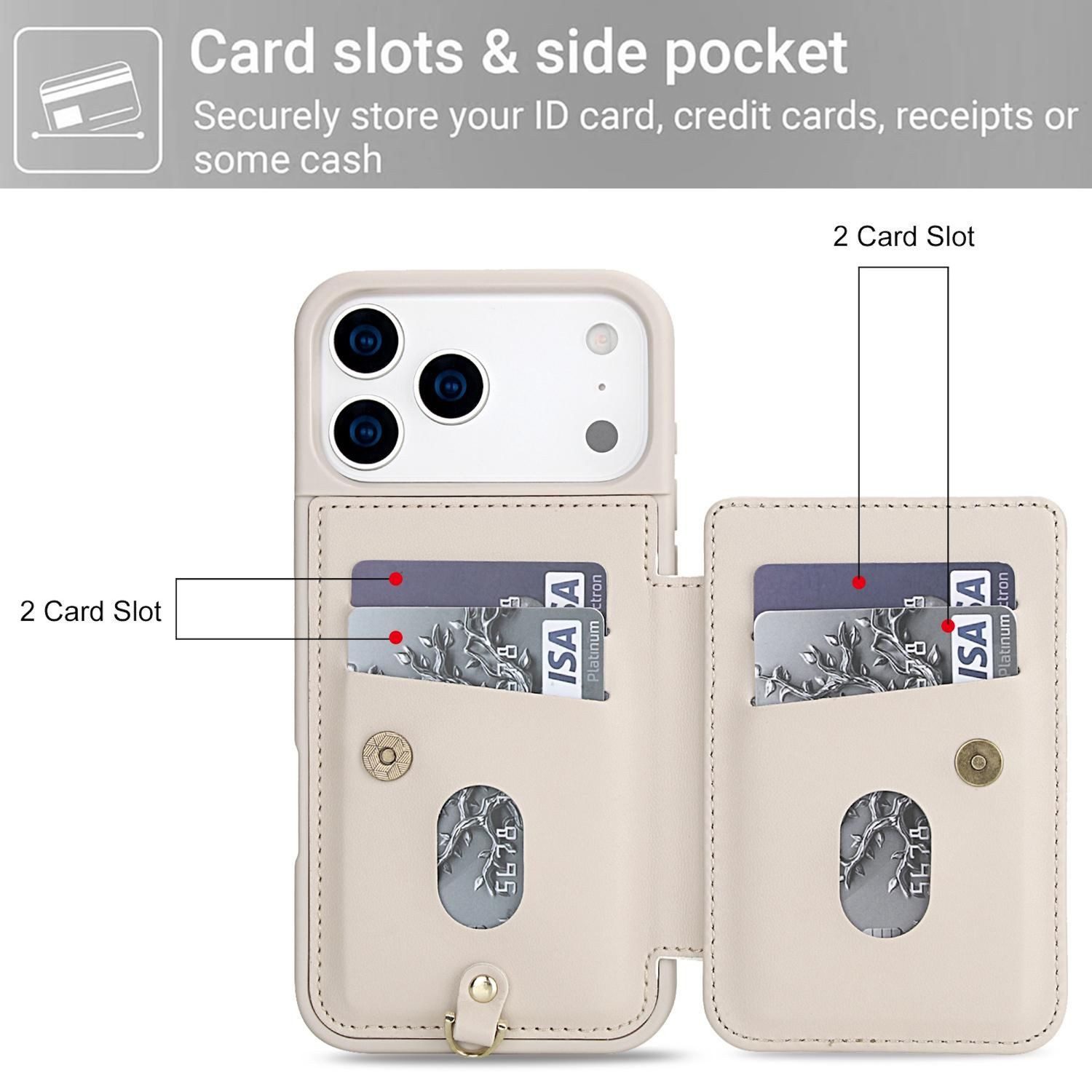 Wigento Handyhülle Für Apple iPhone 17 Pro Max Crossbody Kunstleder Blumen Hülle Weiß, Mit Kartenfächern, Gurt, Kickstand-Funktion