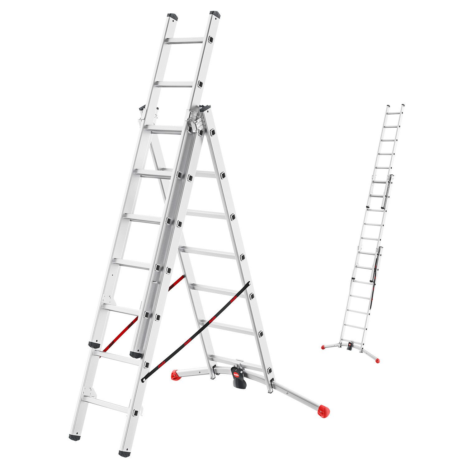 Hailo Vielzweckleiter Hailo Anlegeleiter Hailo Leiter HobbyLOT 3-teilige Alu-Kombileiter