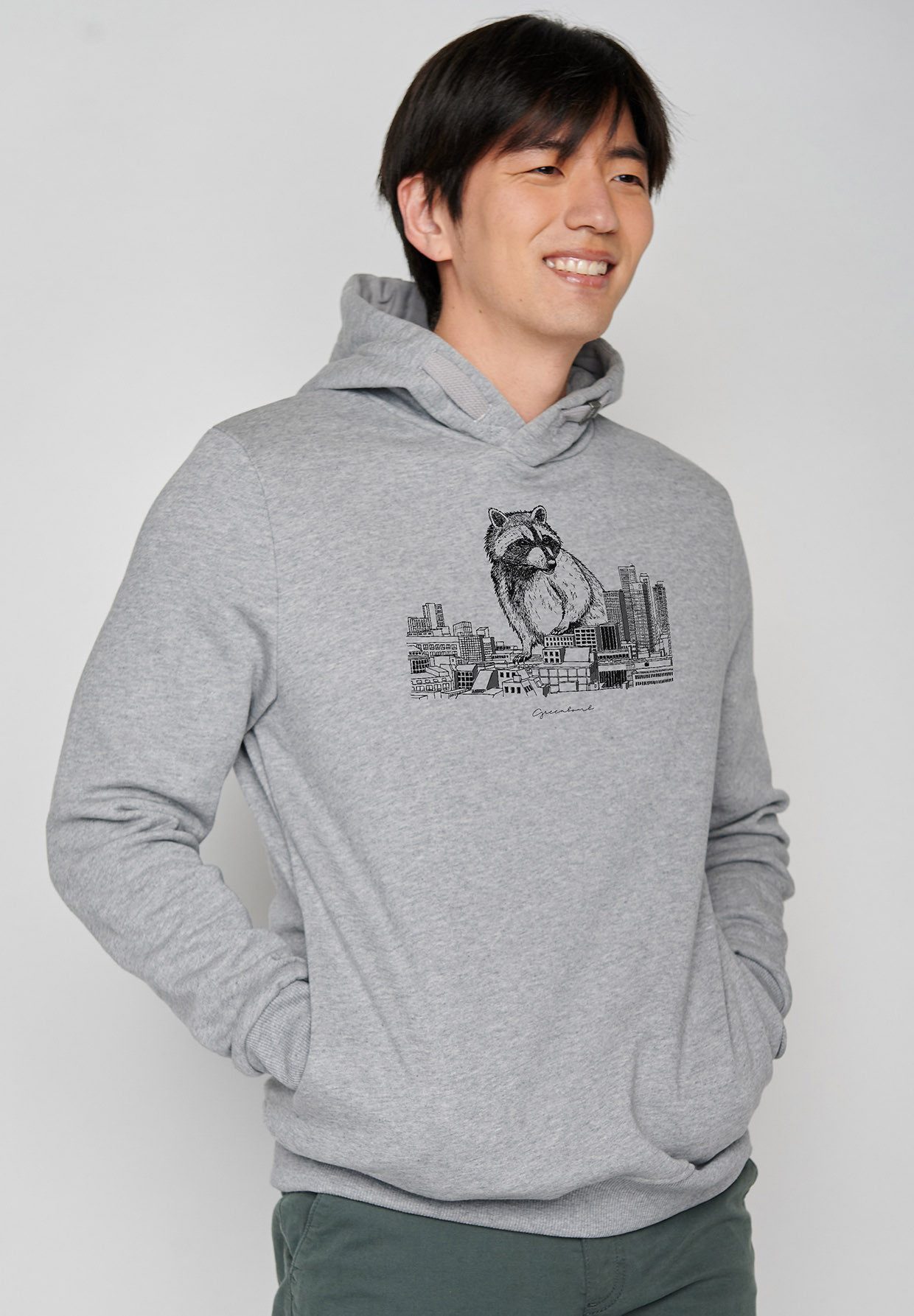 GreenBomb Hoodie Star Animal Raccoon City Motiv Tiere Waschbär