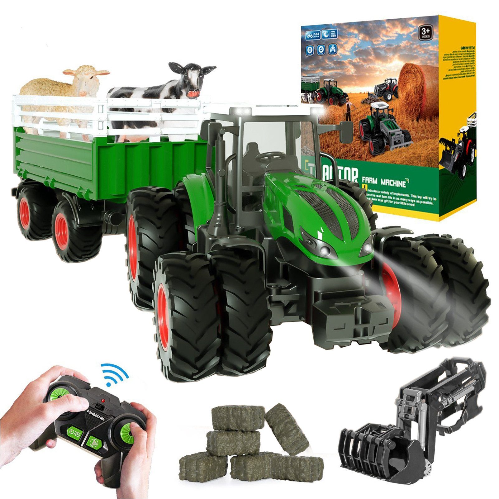 Esun RC-Traktor Ferngesteuerter Traktor Spielzeug ab 2 3 4 5Jahre, (Packung günstig online kaufen