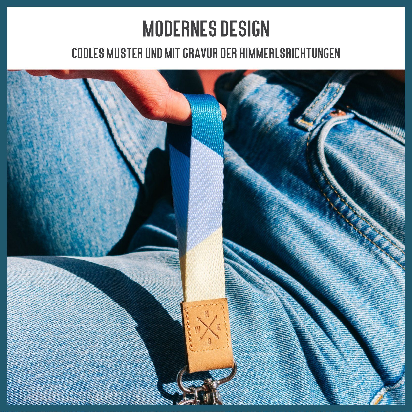 Things of Happiness Schlüsselanhänger Schlüsselband kurz mit Schlüsselring und Karabiner, kurzes Lanyard, Geschenk