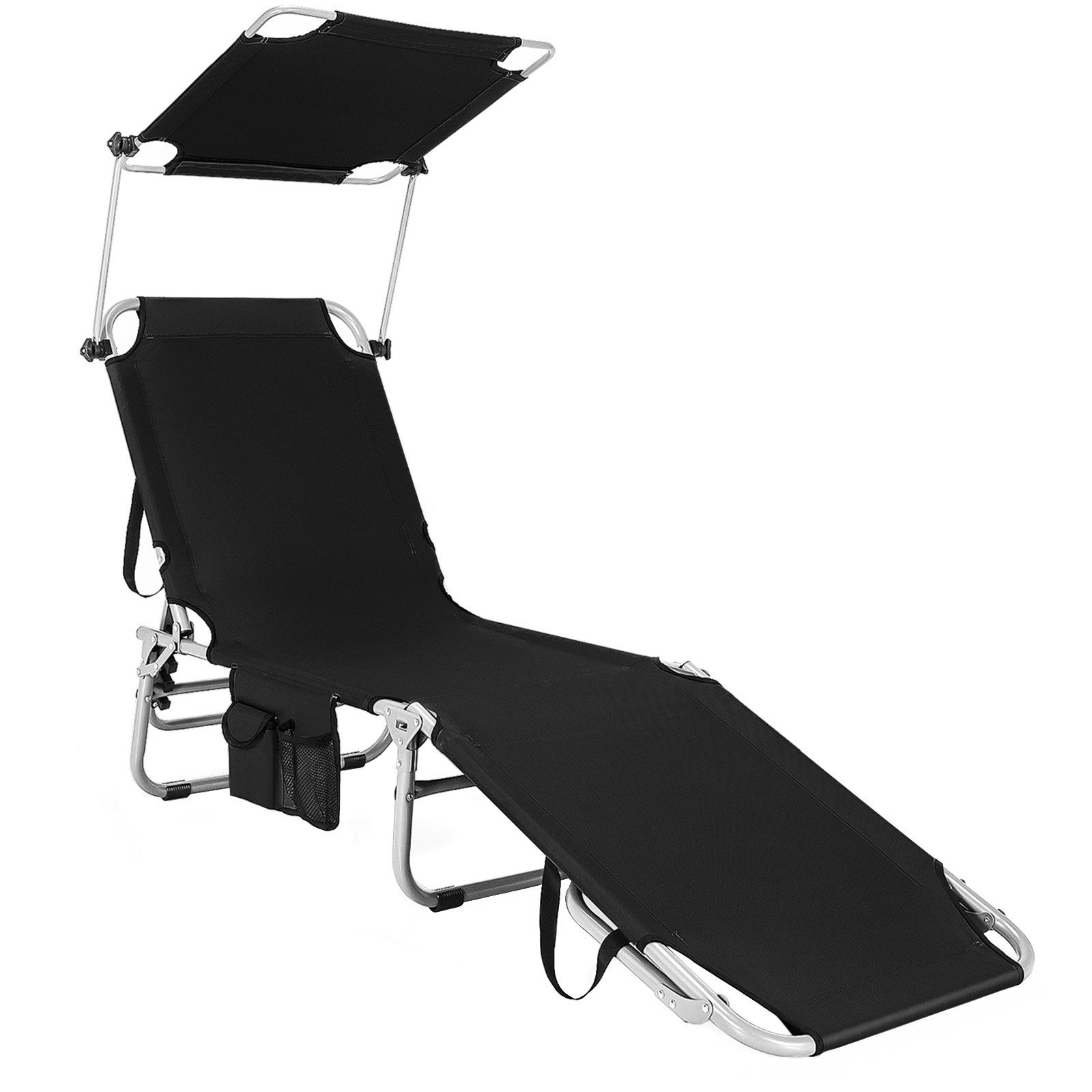 COSTWAY Gartenliege Sonnenliege, klappbar, 5 fach verstellbar, mit Dach, Tragtasche