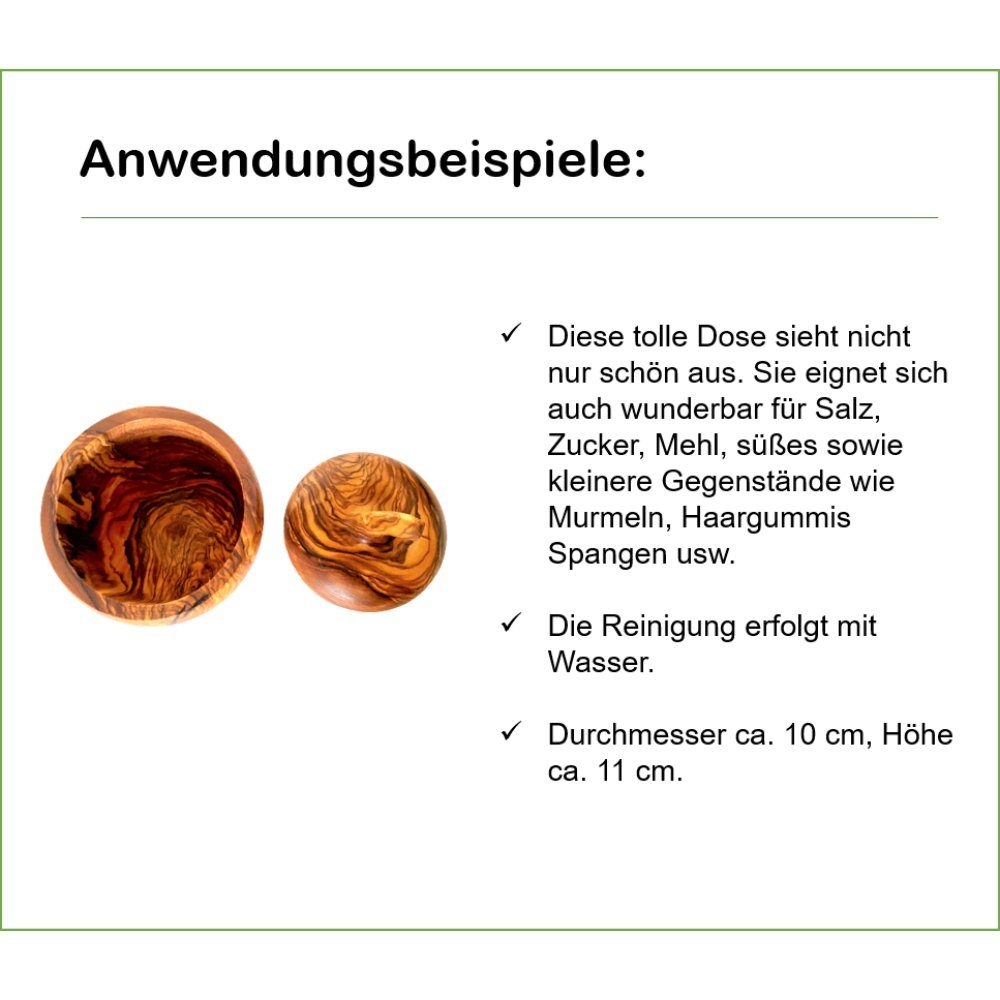 Olivenholz-erleben Aufbewahrungsdose in Form eines Apfels aus echtem Olivenholz (1 St), Charmante Apfelform aus massivem Olivenholz – dekorativ & funktional – Bild 5 von 5