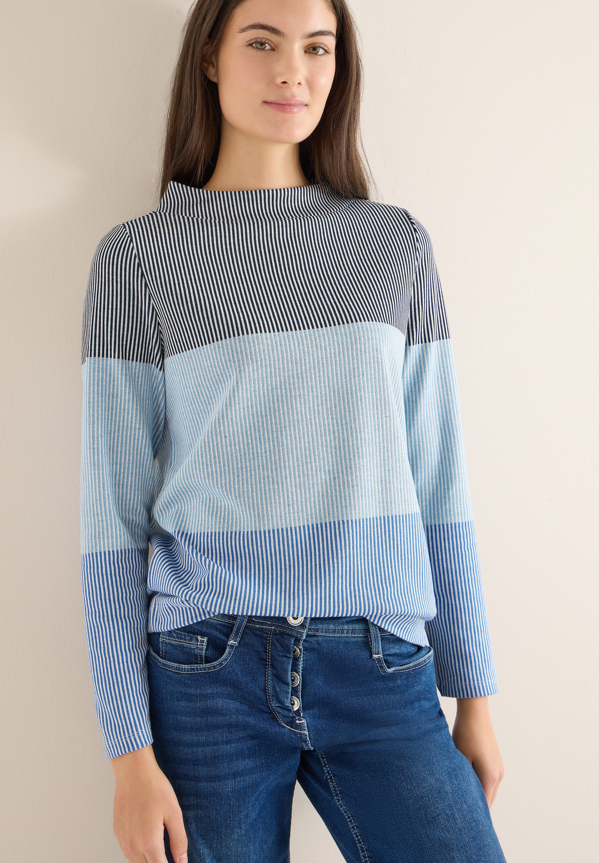 CECIL Jacquardpullover im Colorblocking-Look günstig online kaufen