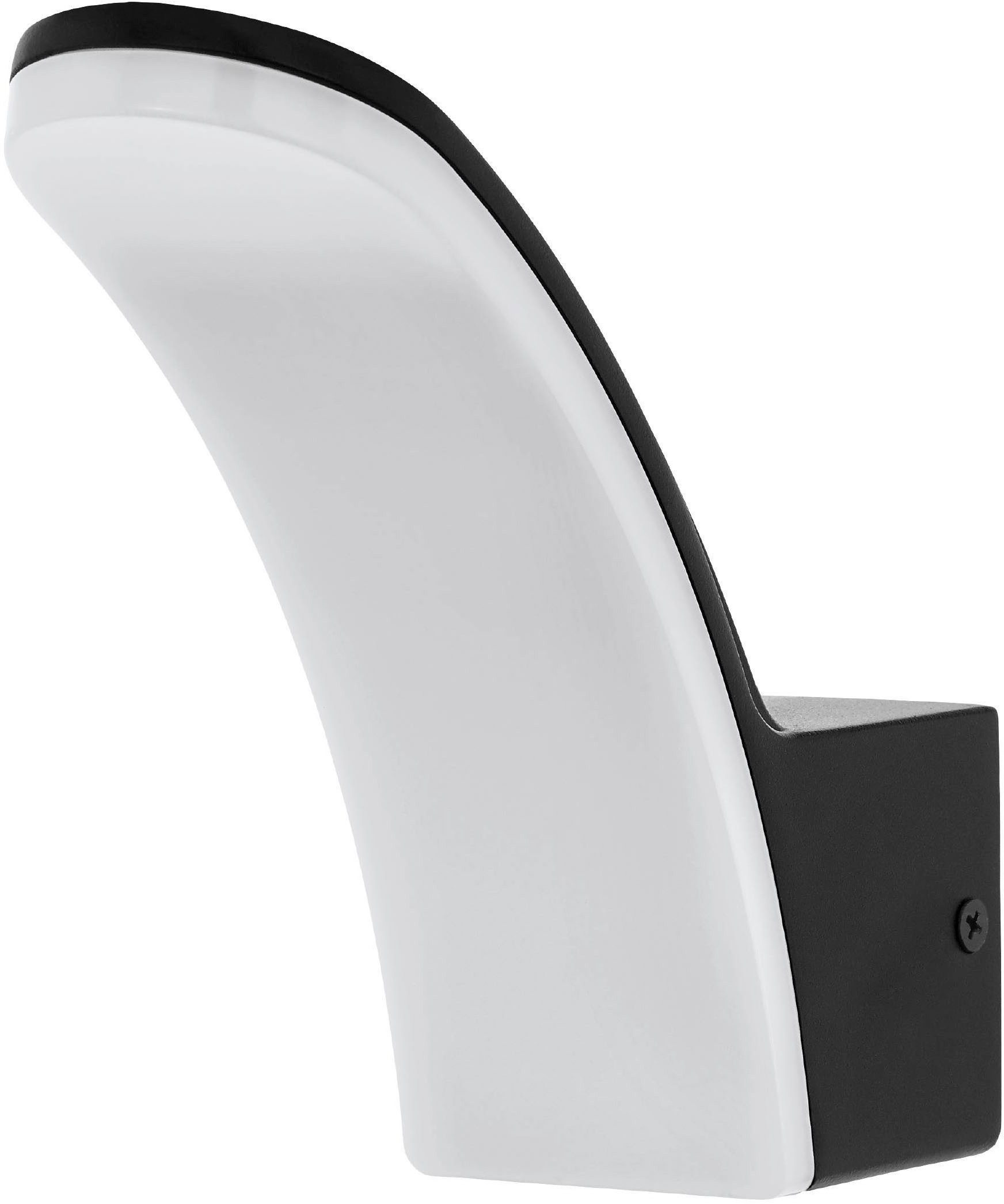 EGLO Wandleuchte Fiumicino Außen-Wandlampe, Außenleuchte, Alu und Kunststoff, IP44, LED fest integriert, Warmweiß, Wand-/Deckenleuchte - L7 x H18 x AL19 cm - schwarz - 11,5W inkl.