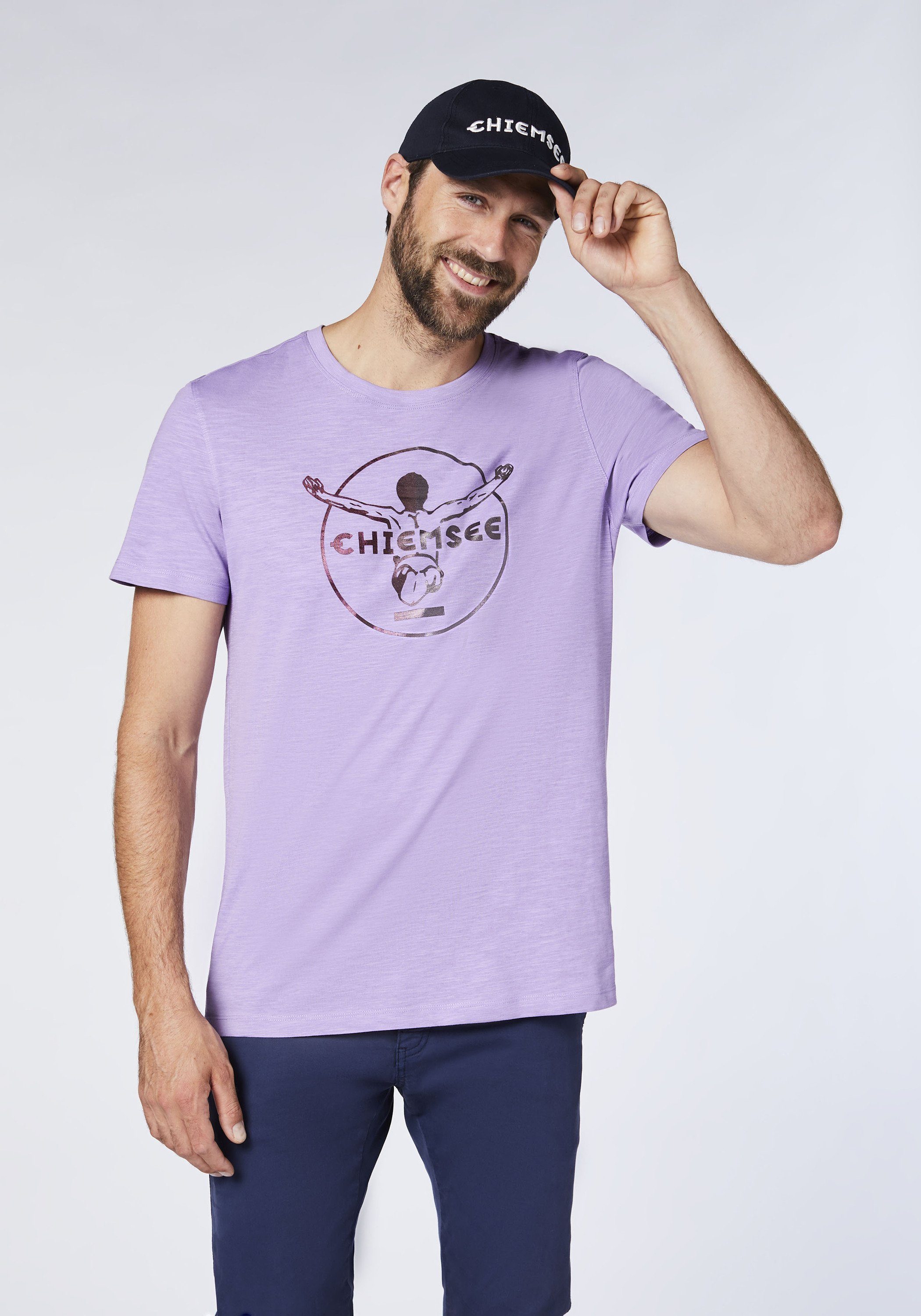 Label-Symbol Print-Shirt gedrucktem mit Violet 1 T-Shirt Chalk Chiemsee