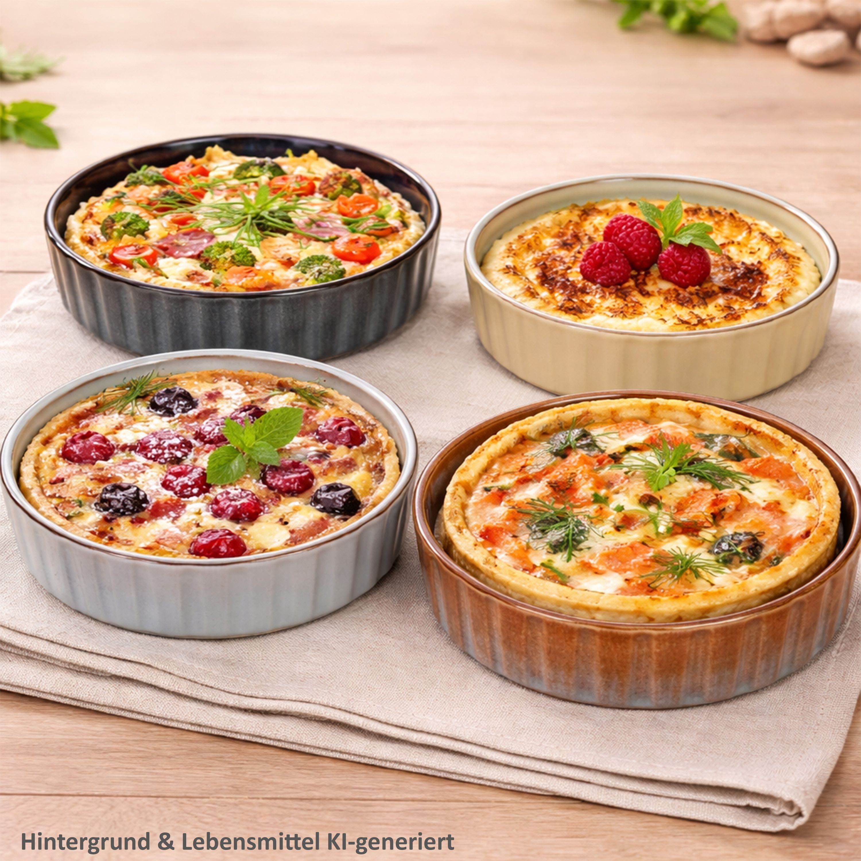 MamboCat Auflaufform MamboCat 4er Set Gustos Crème Brûlée Schälchen Steingut Quiche Dessert, Steingut – Bild 5 von 5