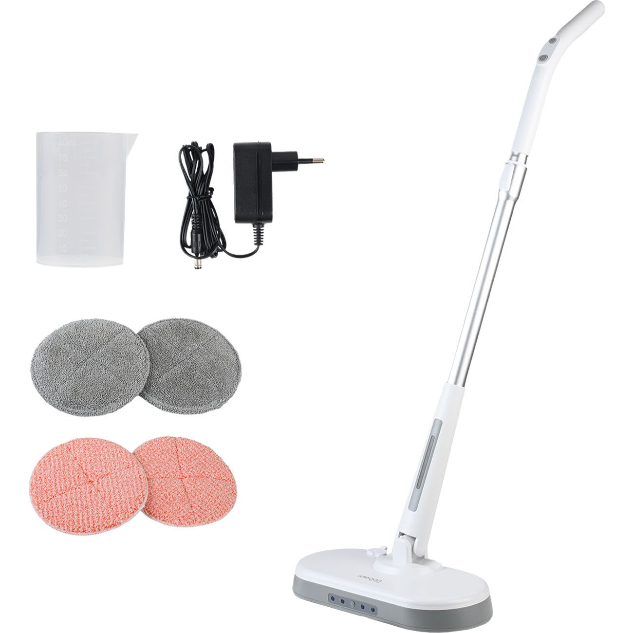 shop'n smile ideoon Hartbodenreiniger Kabellose Boden-Poliermaschine mit Wassertank, Teleskopstange, 30 W, Bodenwischer für grosse Flächen, Fliesen, Laminat
