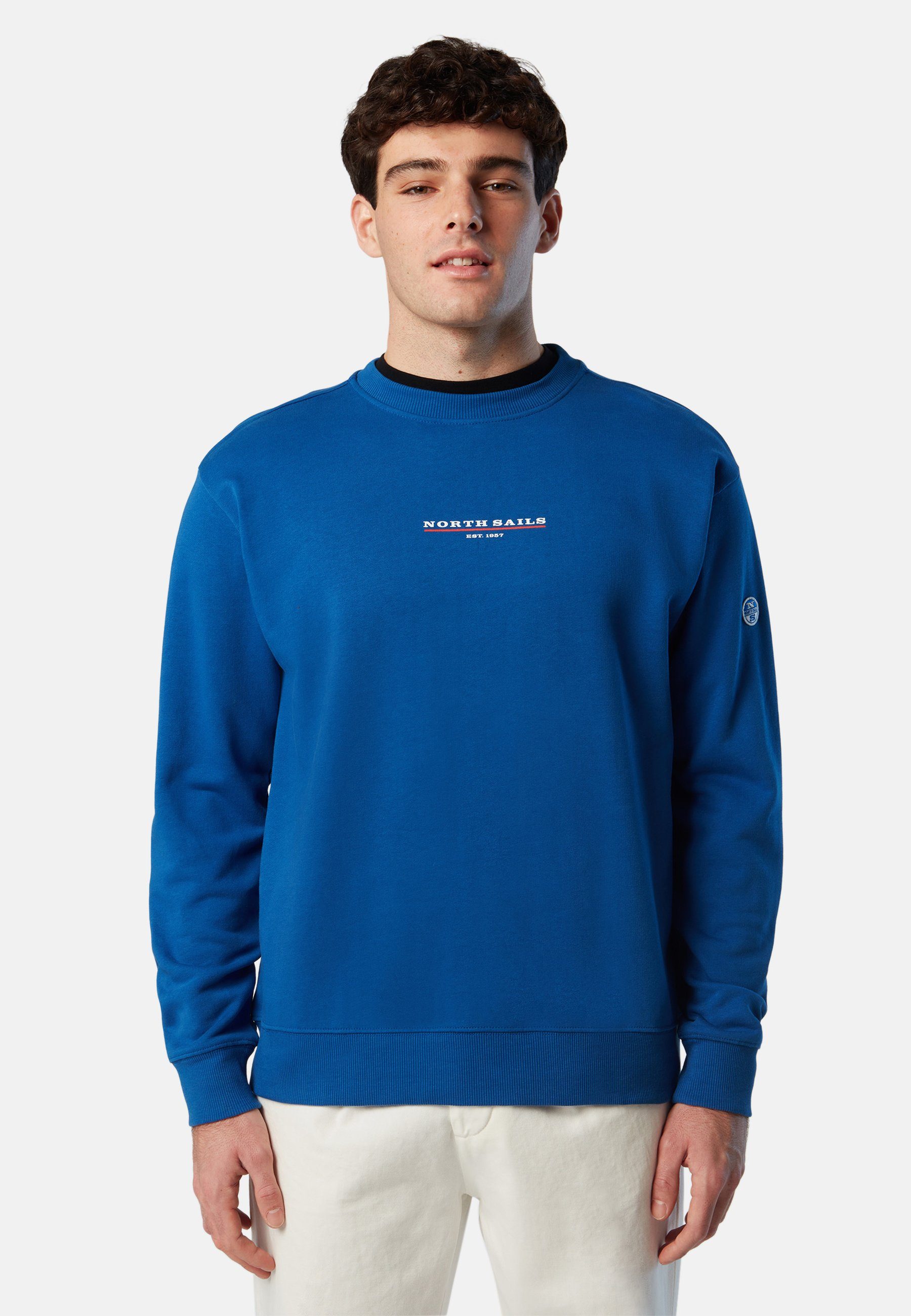 North Sails Fleecepullover Sweatshirt mit Brust-Print BLUE