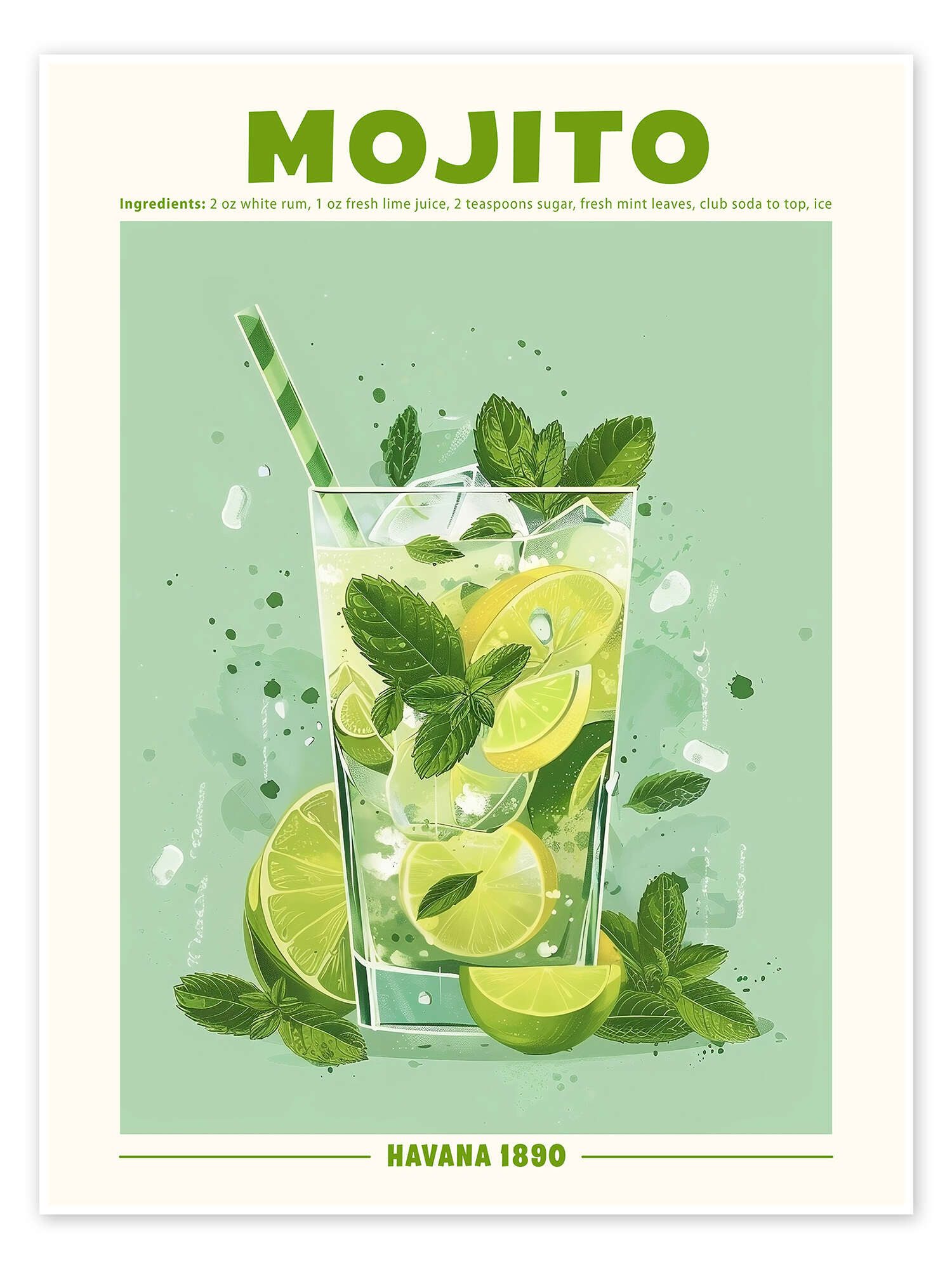 Posterlounge Wandbild Mojito, Havana 1890, TAlex, erhältlich als Poster, Leinwandbild, Wandsticker oder Acrylglasbild