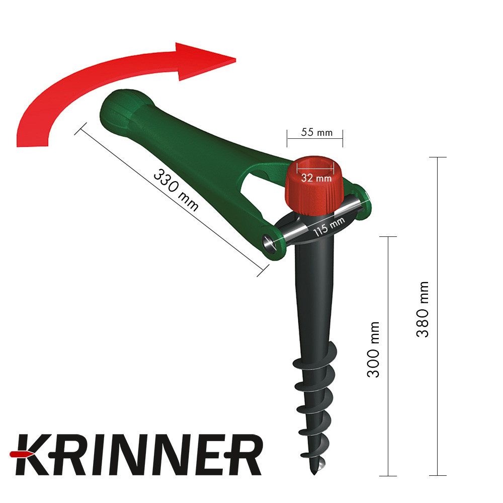 Krinner Schirmhalter Vario Drill Sonnenschirmständer Bodendübel Erdanker für Strand & Wiese, für Stöcke bis Ø 32 mm, 1 tlg.