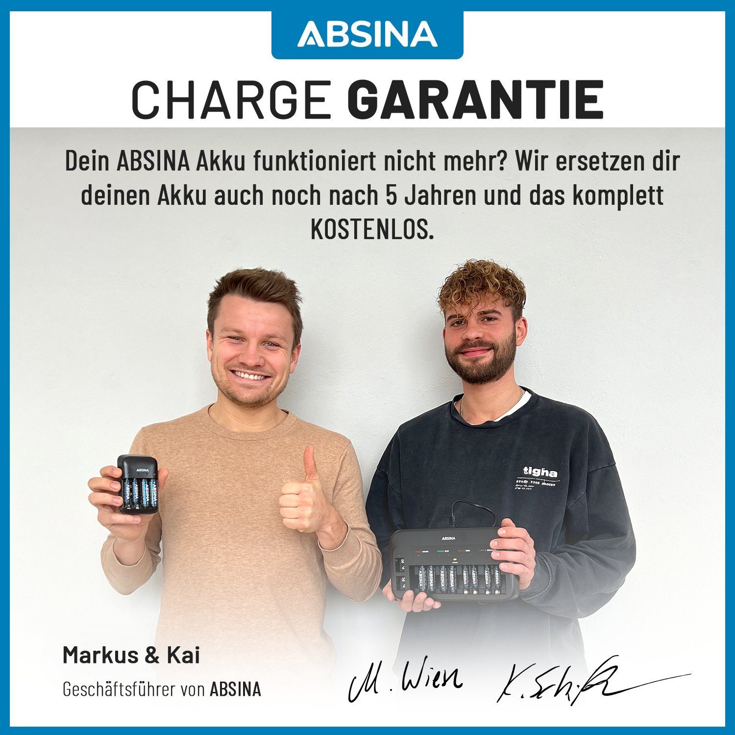 ABSINA 8x Batterien LR 14 wiederaufladbar 5000 mit geringer Selbstentladung Akku