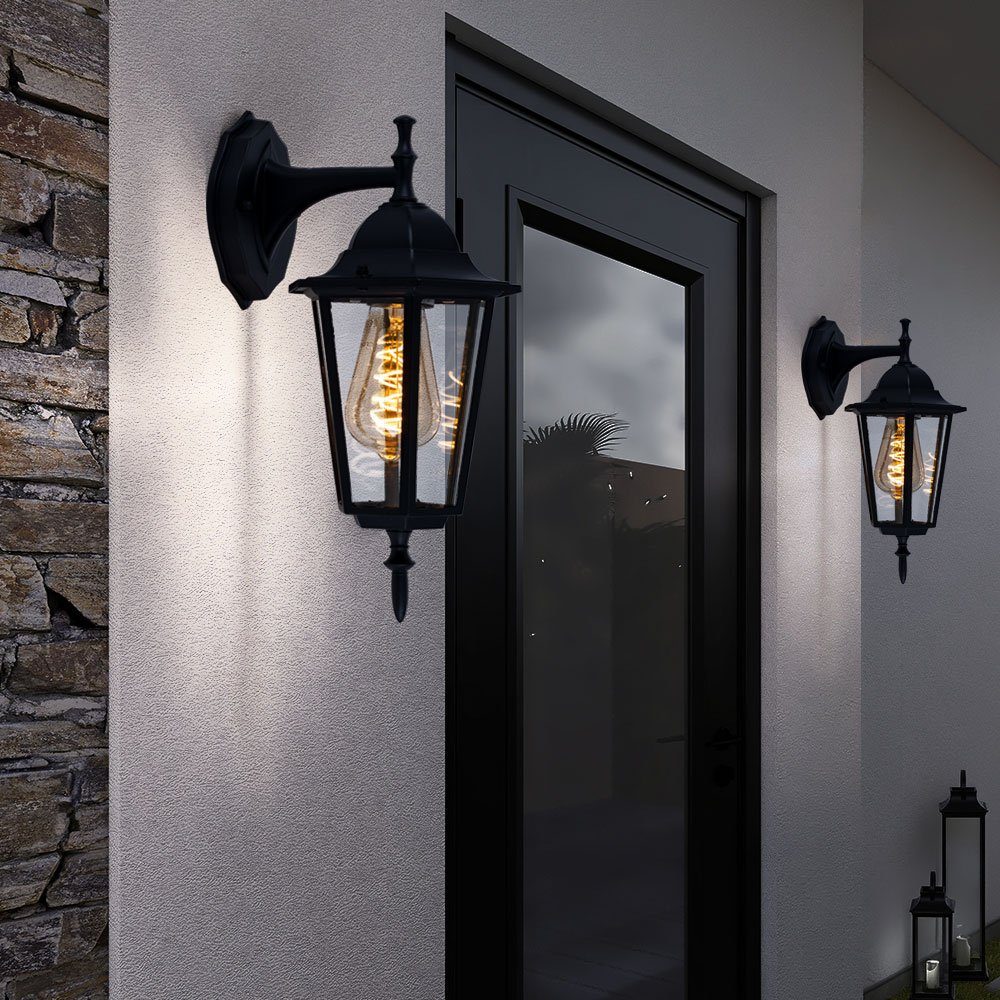 etc-shop Außen-Wandleuchte, schwarz nicht Laterne Wandlaterne inklusive, Leuchtmittel Wandleuchte Aussen Hoflampe