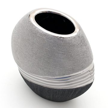 Dekohelden24 Dekovase Edle moderne Deko Designer Keramik Vase in silber- (1 Vase, 1 St)