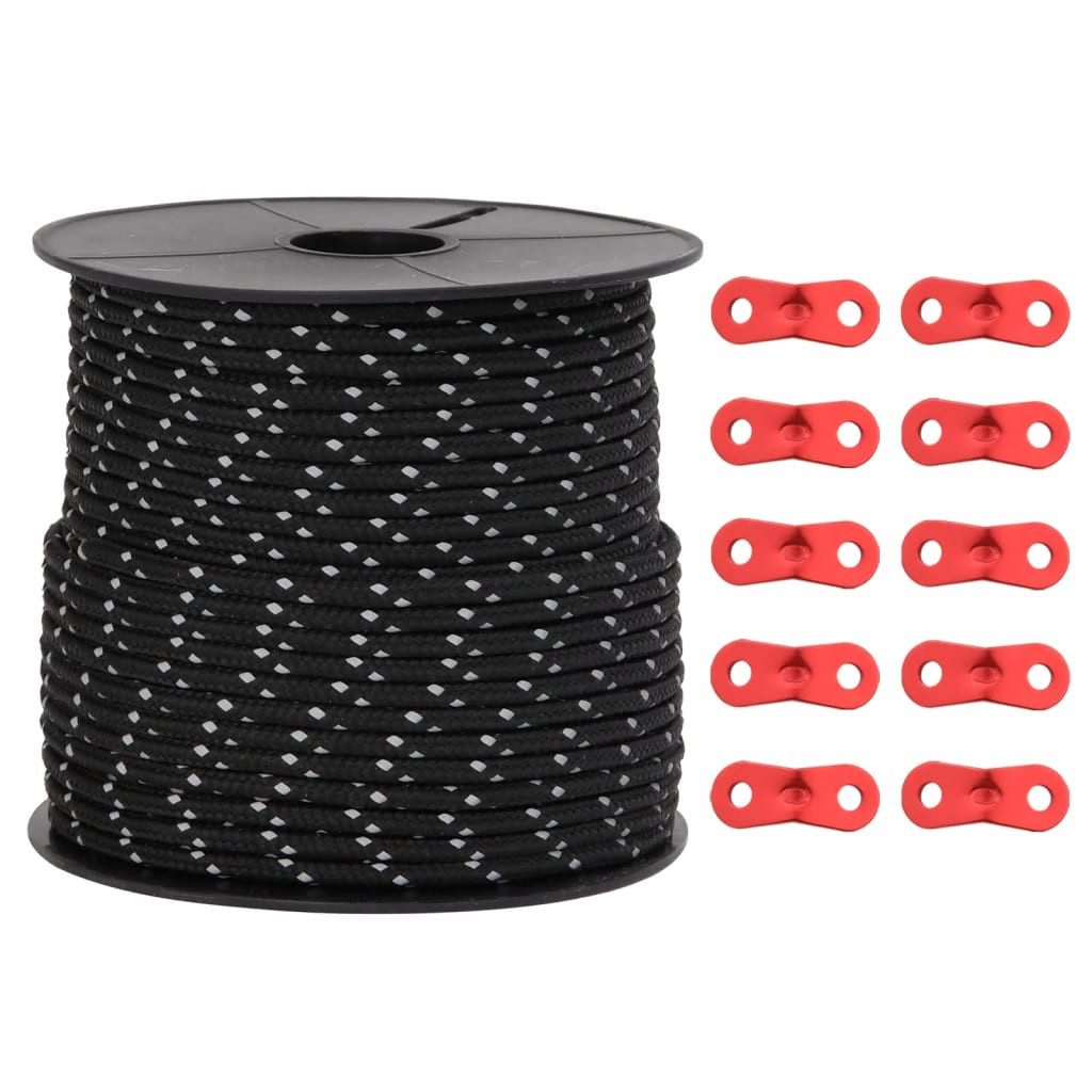 vidaXL Zeltleine Reflektierend mit Seilspannern 50 m 4 mm Abspannleine (1-tlg)