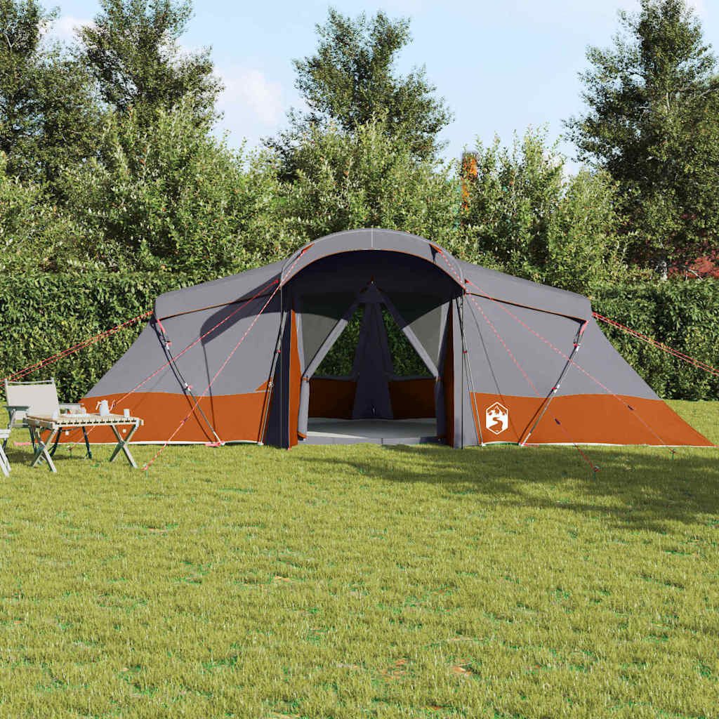 vidaXL Tunnelzelt Familienzelt 6 Personen Grau und Orange Polyester und Fiberglas, (1 tlg)