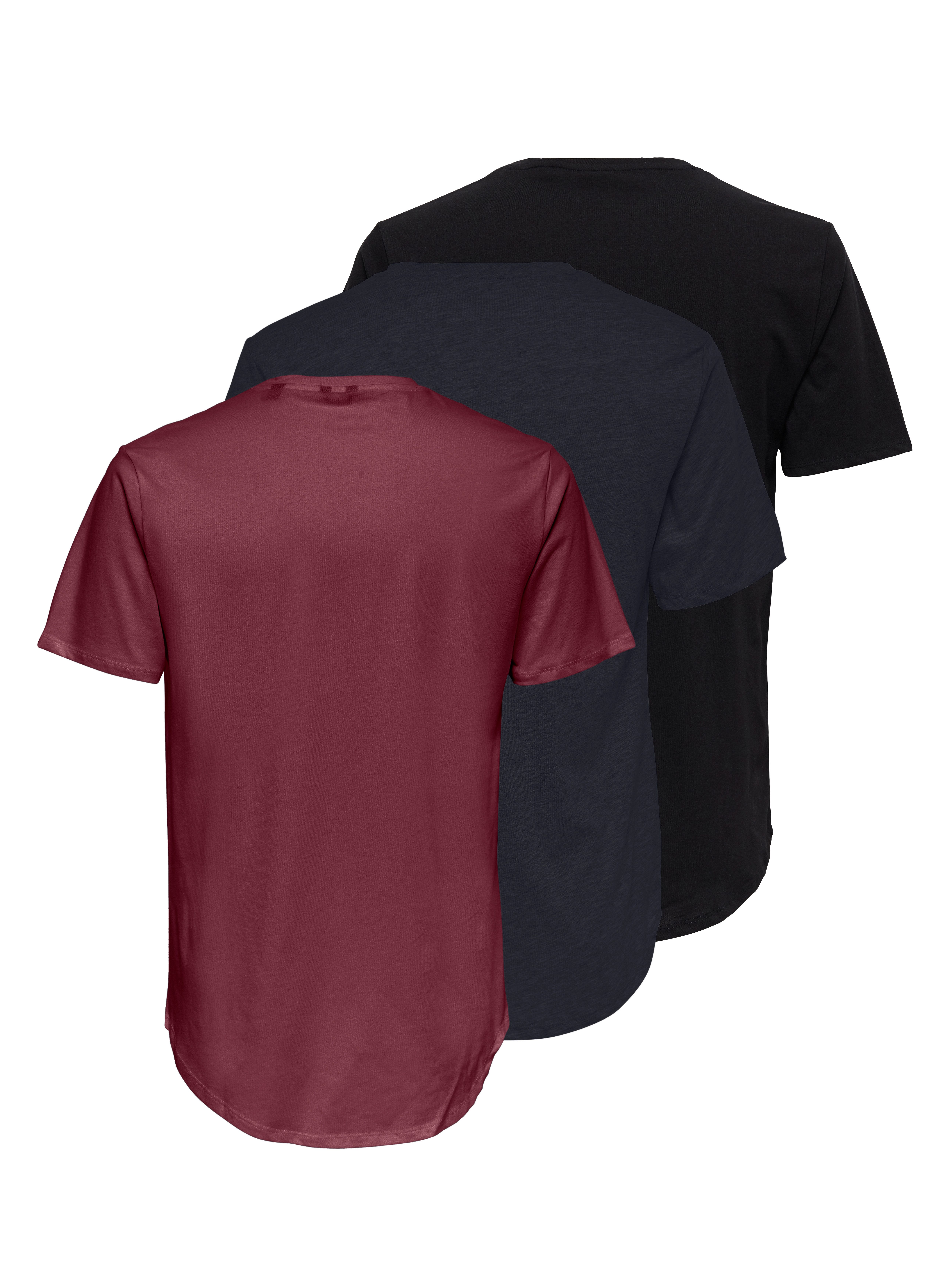 ONLY & SONS T-Shirt ONSMATT LONGY SS TEE 3-PACK (Packung, 3-tlg) Baumwolle, relaxed fit